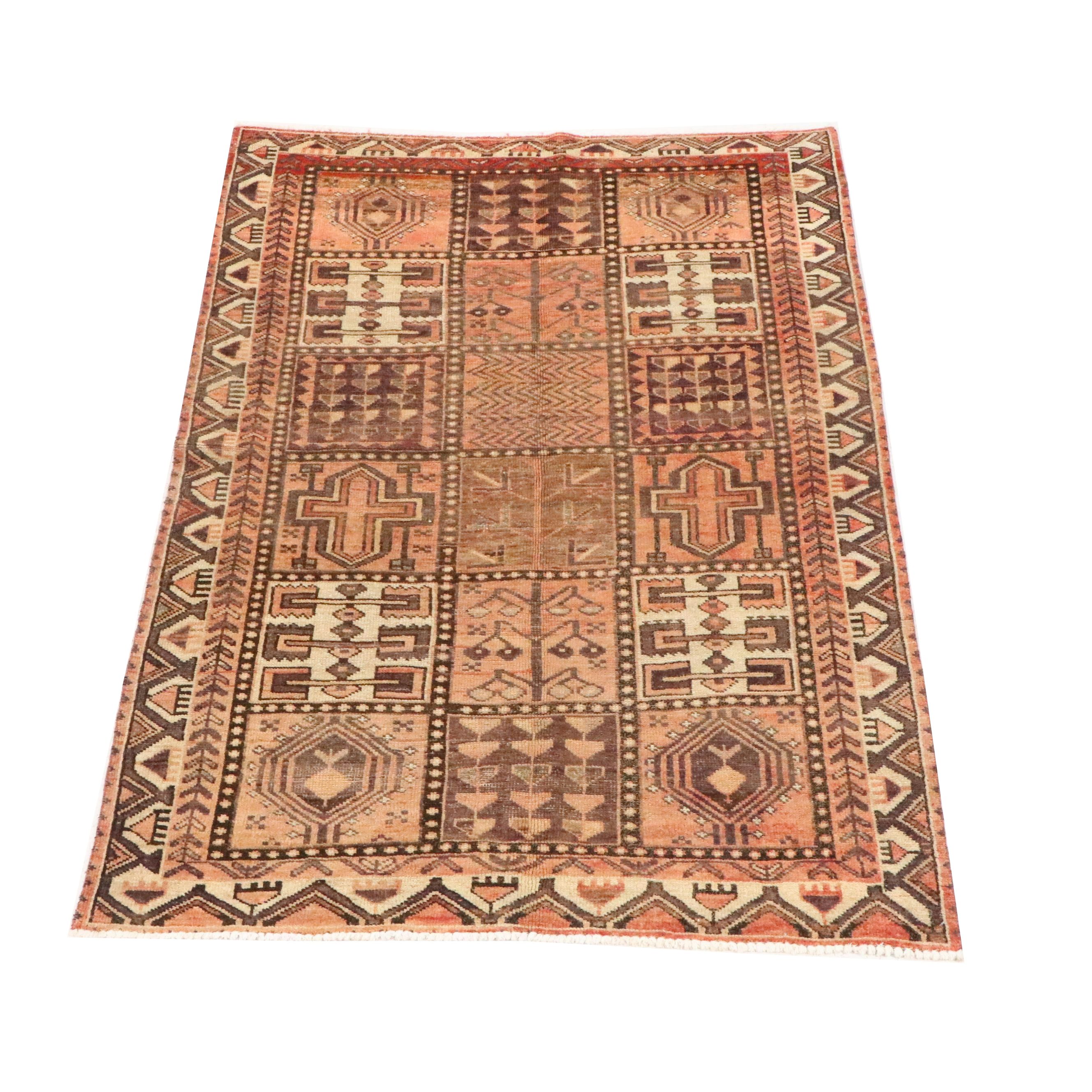 4'9 x 7'6 Hand-Knotted Persian Kurdish Area Rug