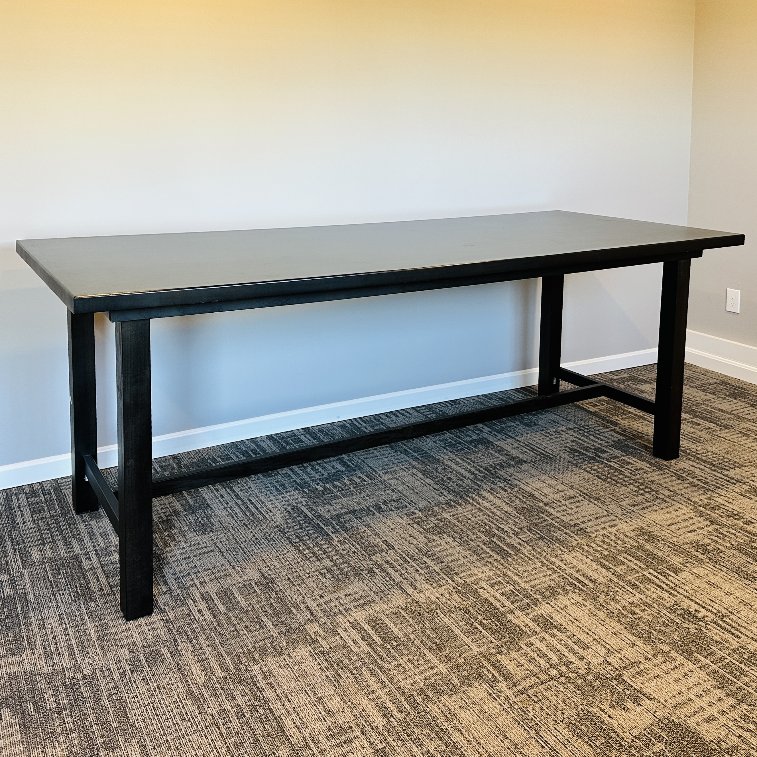 Contemporary Ebonized Wooden Trestle Hightop Table