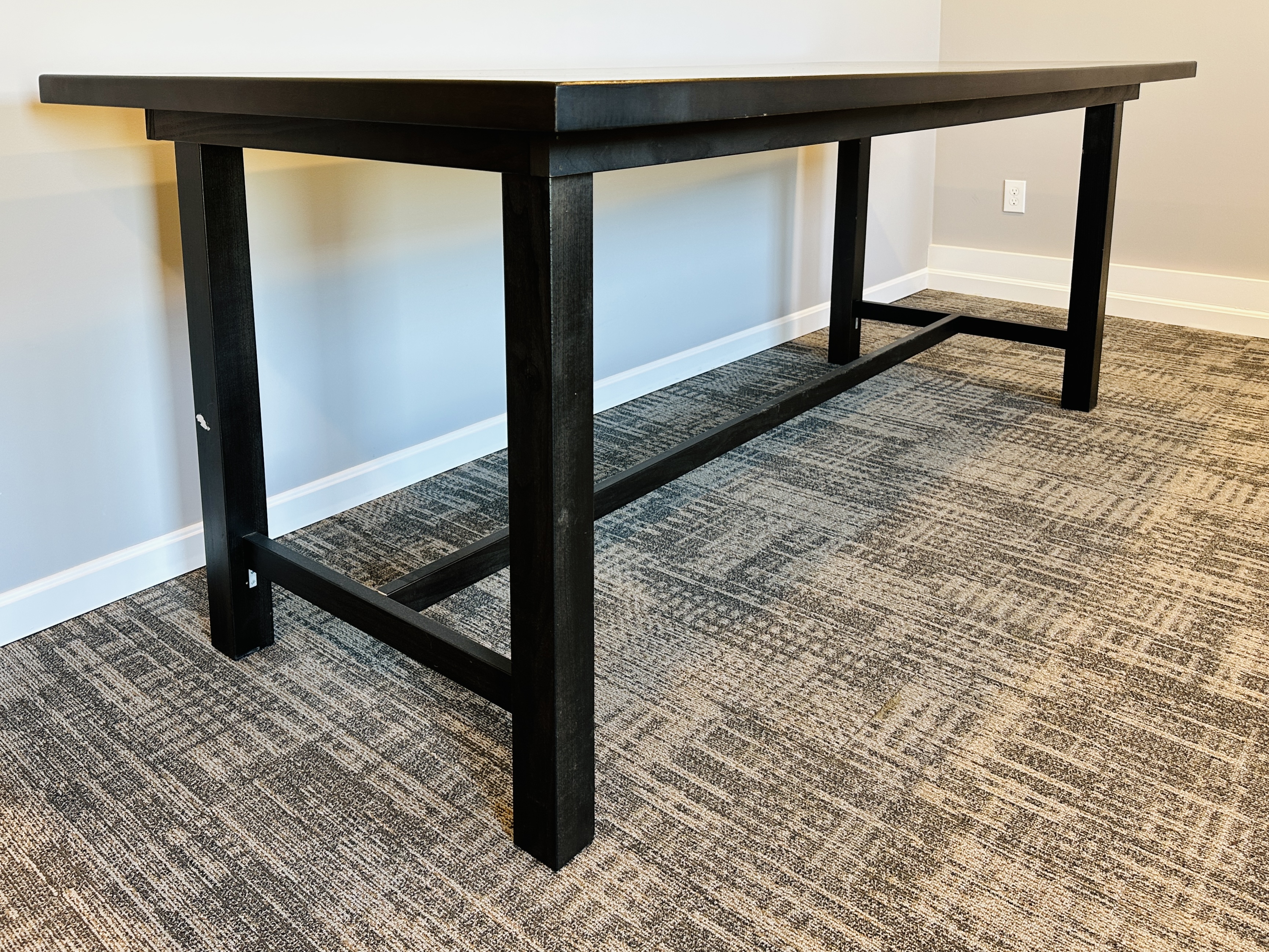 Contemporary Ebonized Wooden Trestle Hightop Table