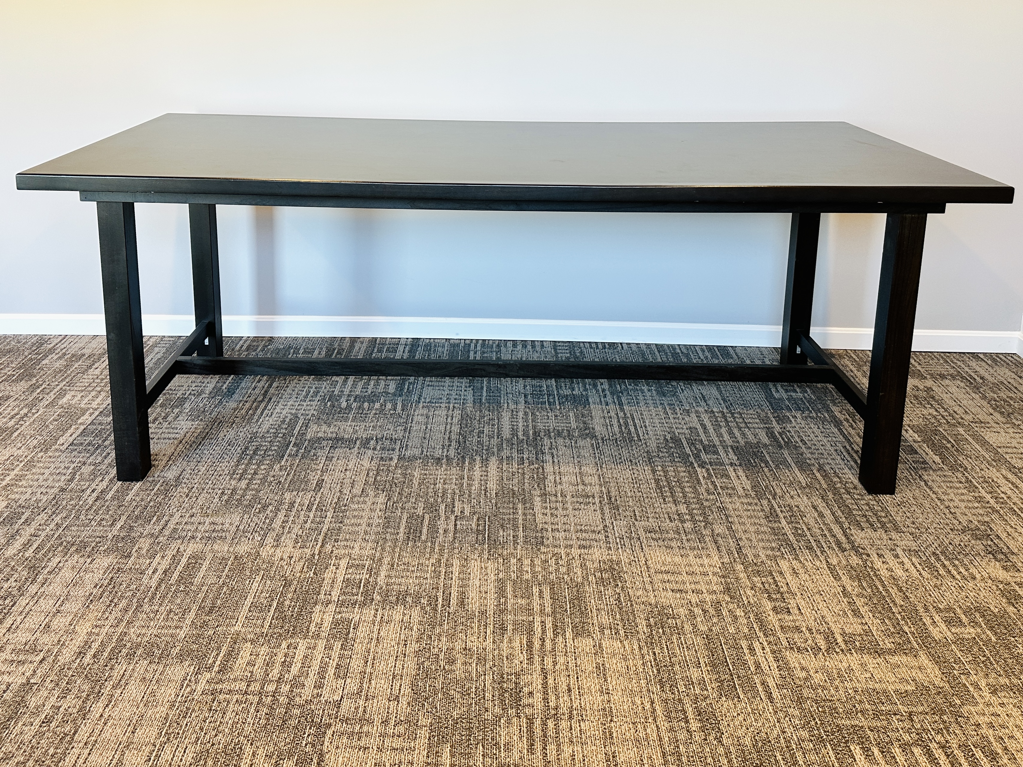 Contemporary Ebonized Wooden Trestle Hightop Table