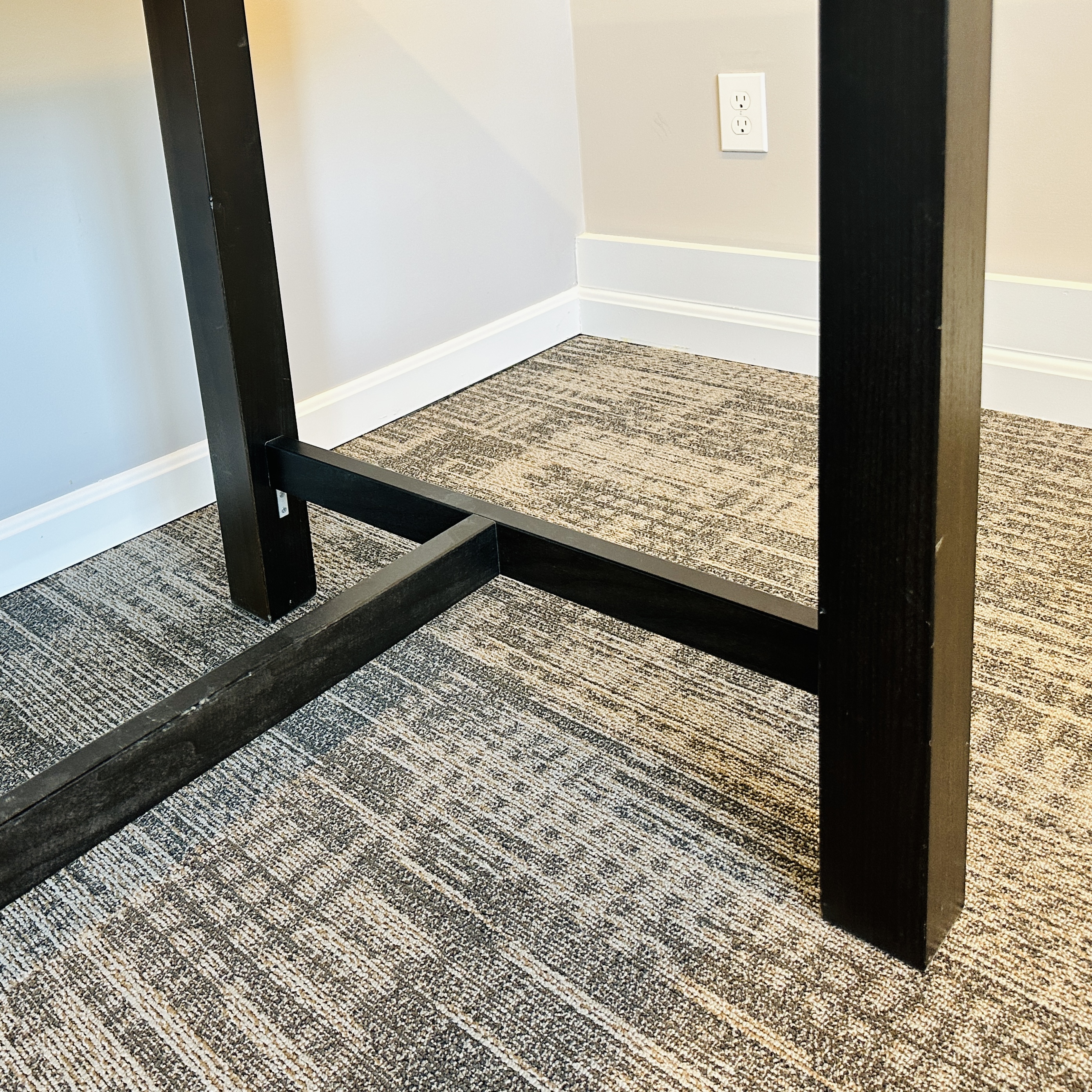 Contemporary Ebonized Wooden Trestle Hightop Table