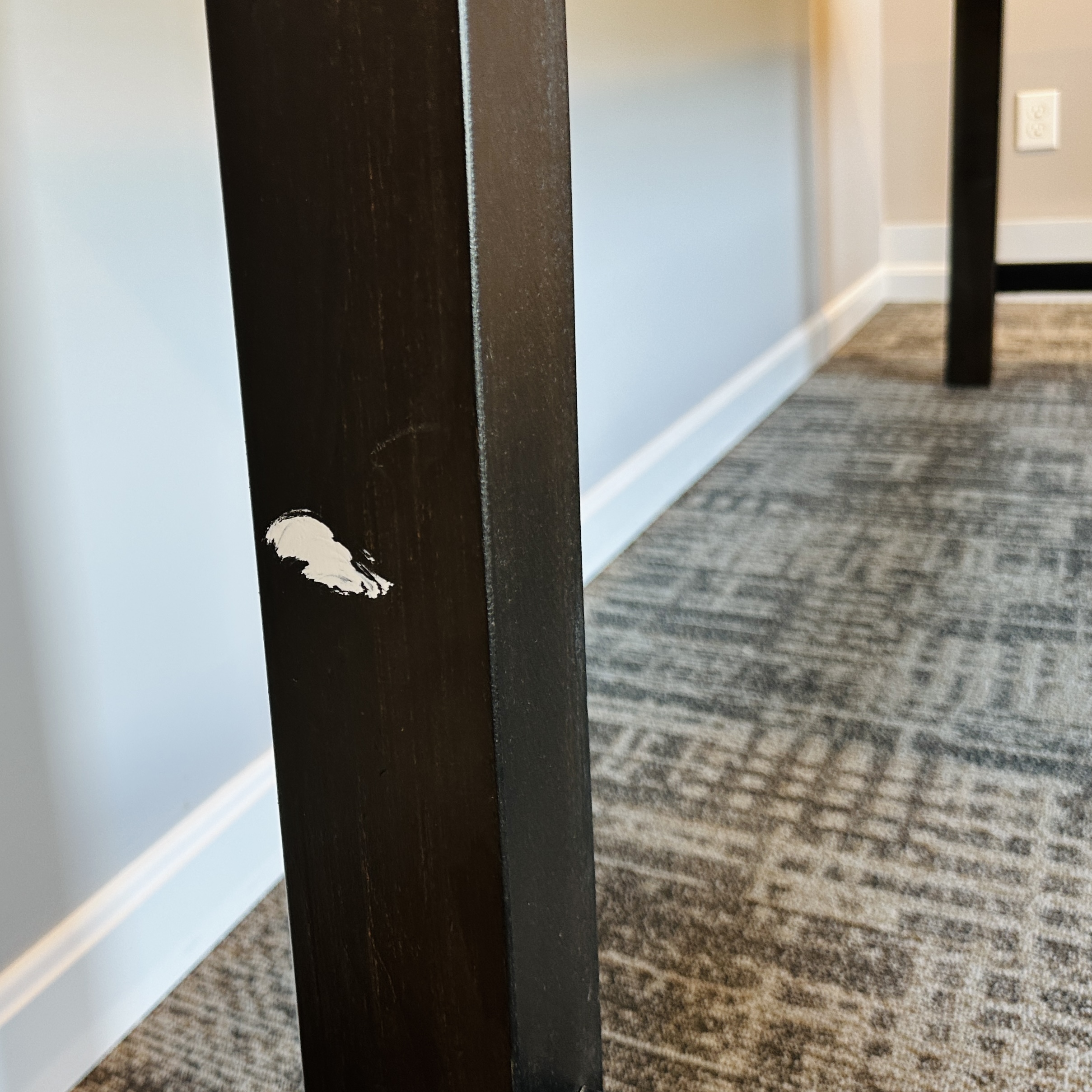 Contemporary Ebonized Wooden Trestle Hightop Table