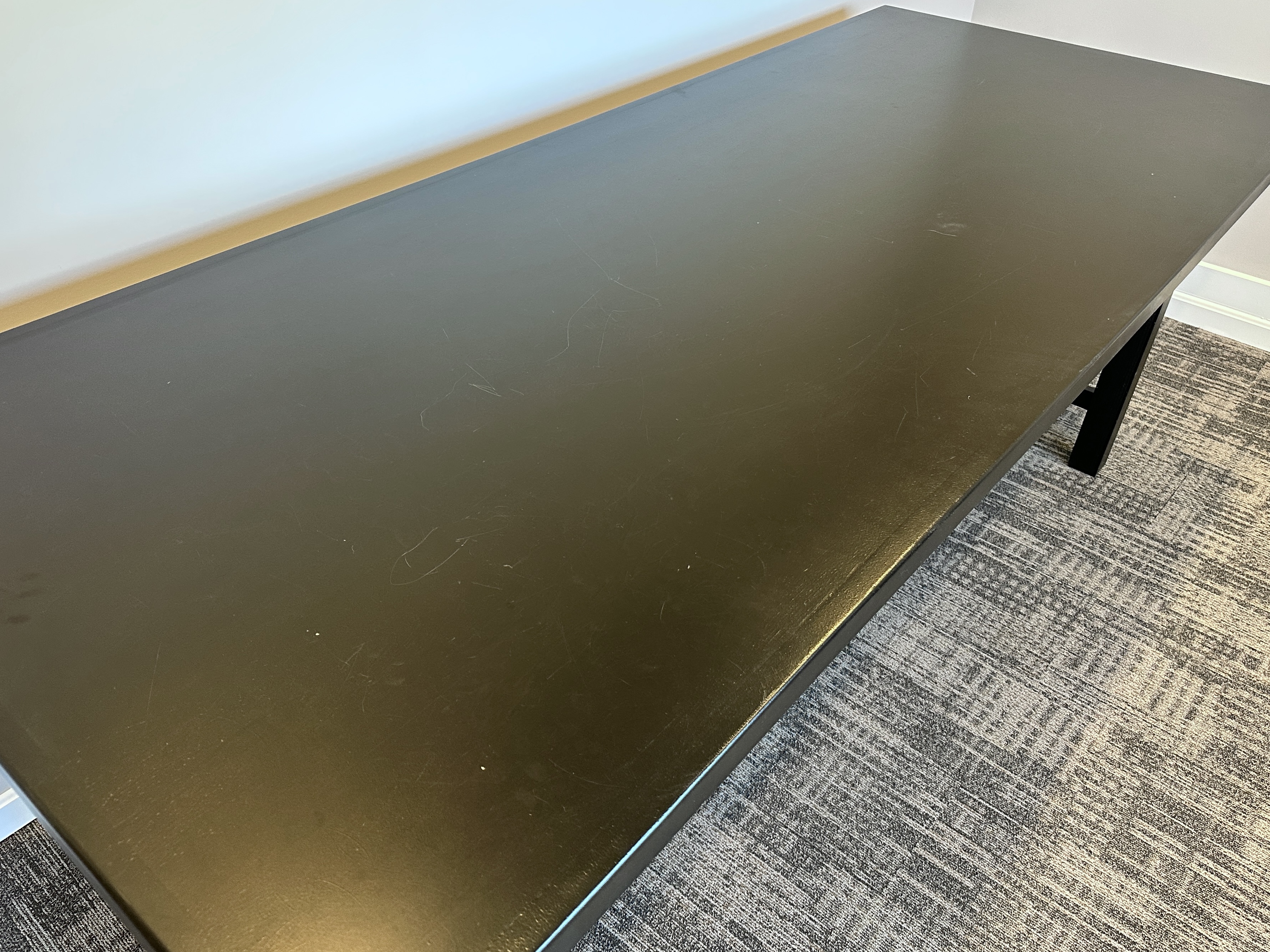 Contemporary Ebonized Wooden Trestle Hightop Table