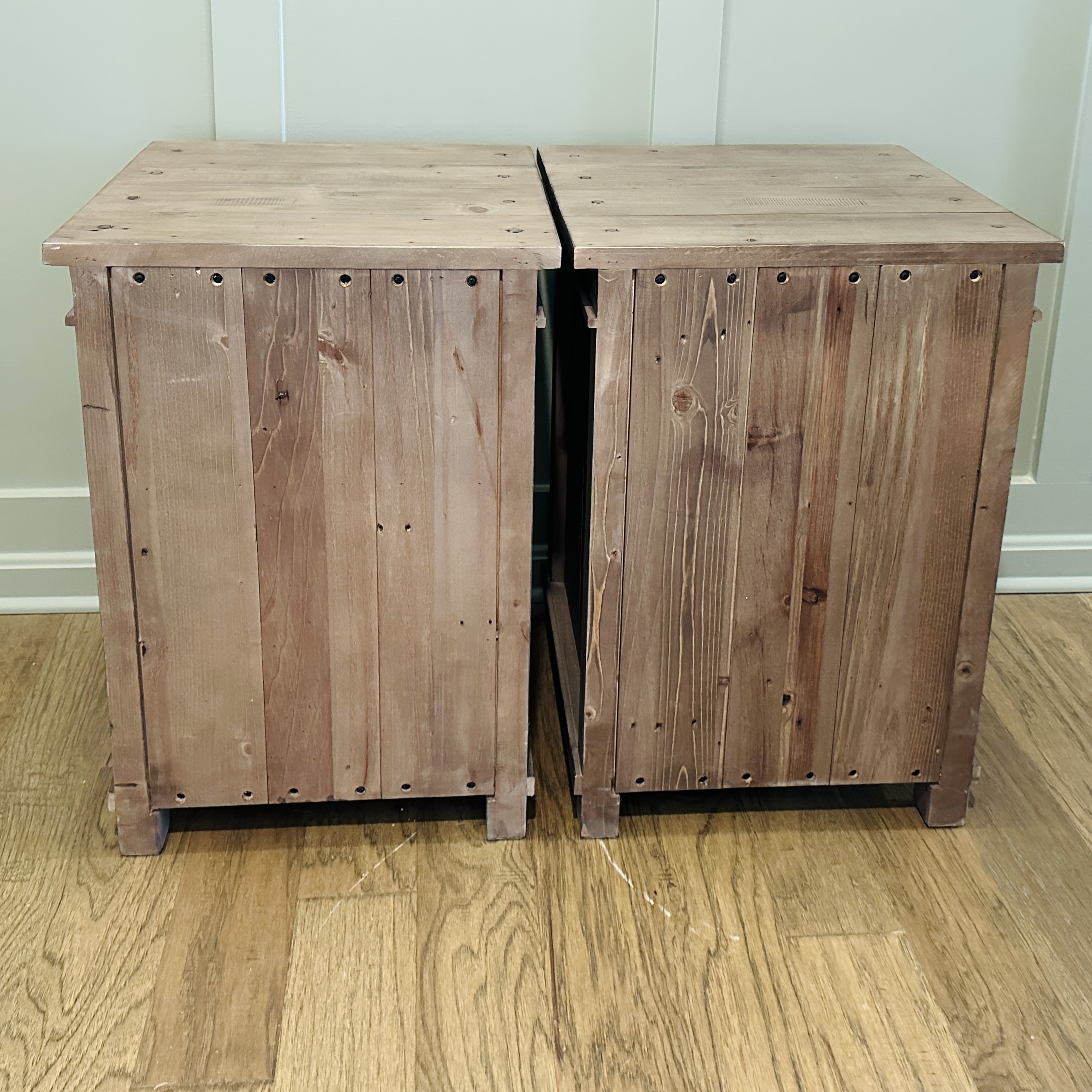 Pair of P.G.T. Reclaimed Modern Farmhouse Style Wood Nightstands