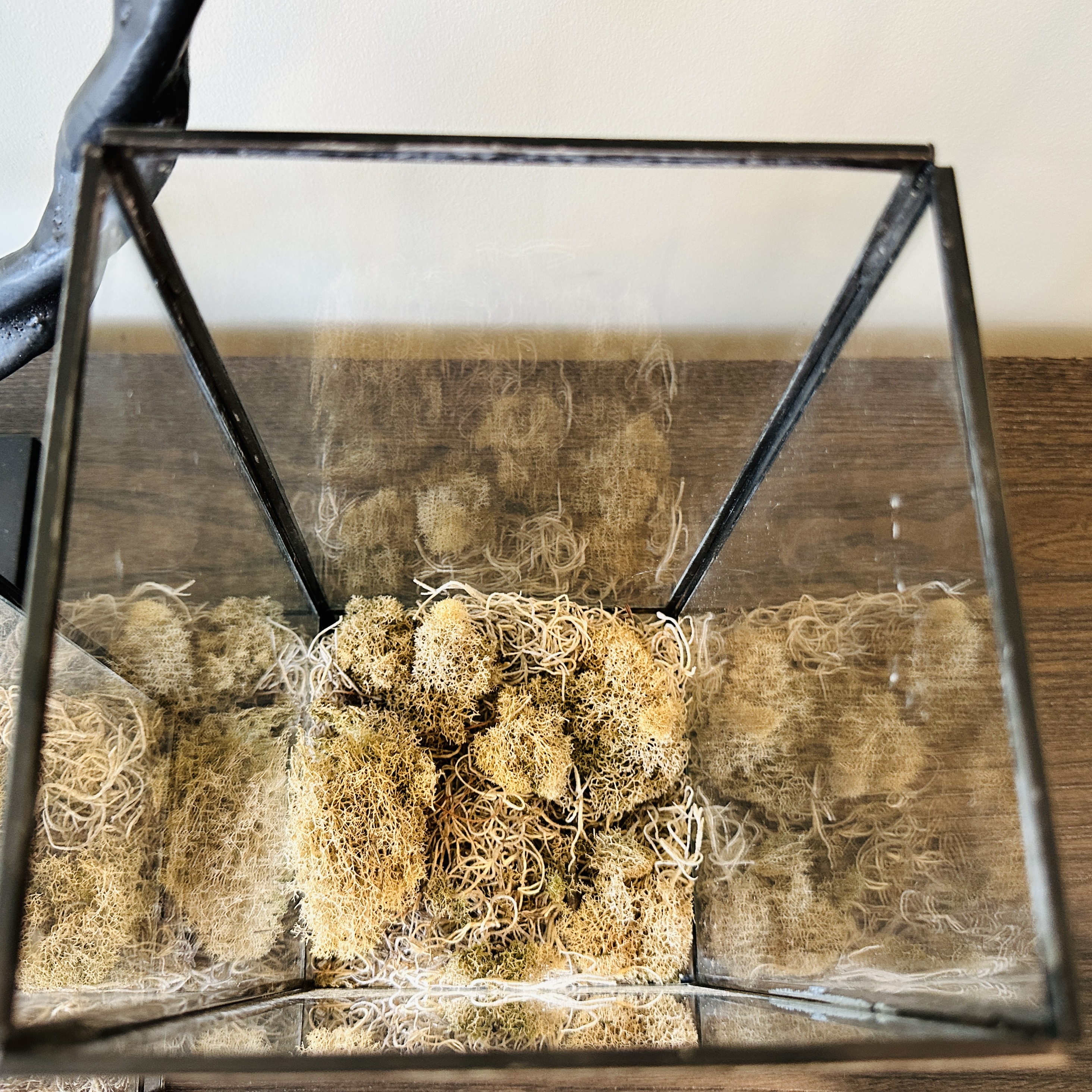 Wrought Iron Circle with Glass Candle Pillar Vases with Sea Sponge