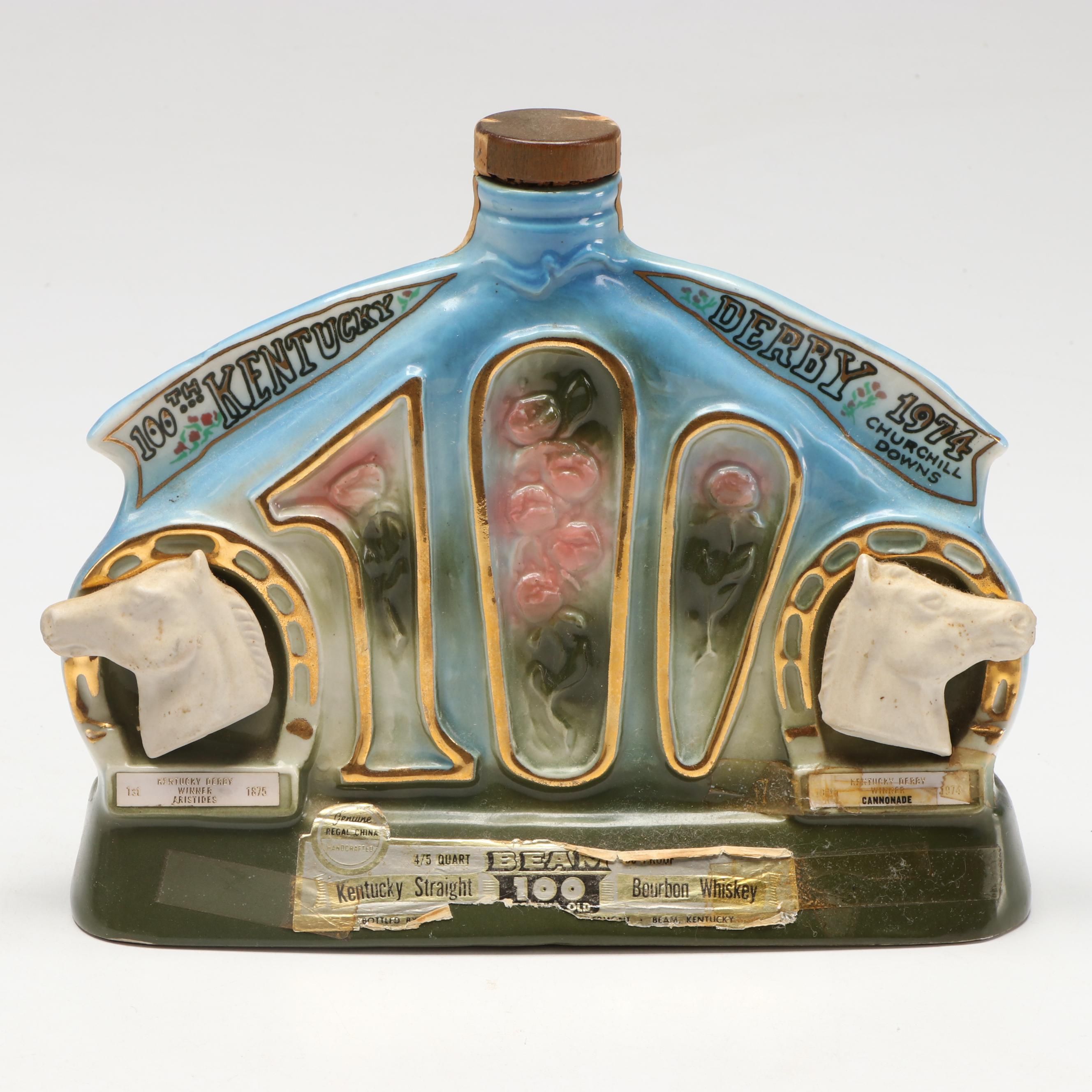 Jim Beam 100th Kentucky Derby Commemorative Ceramic Decanter, 1974