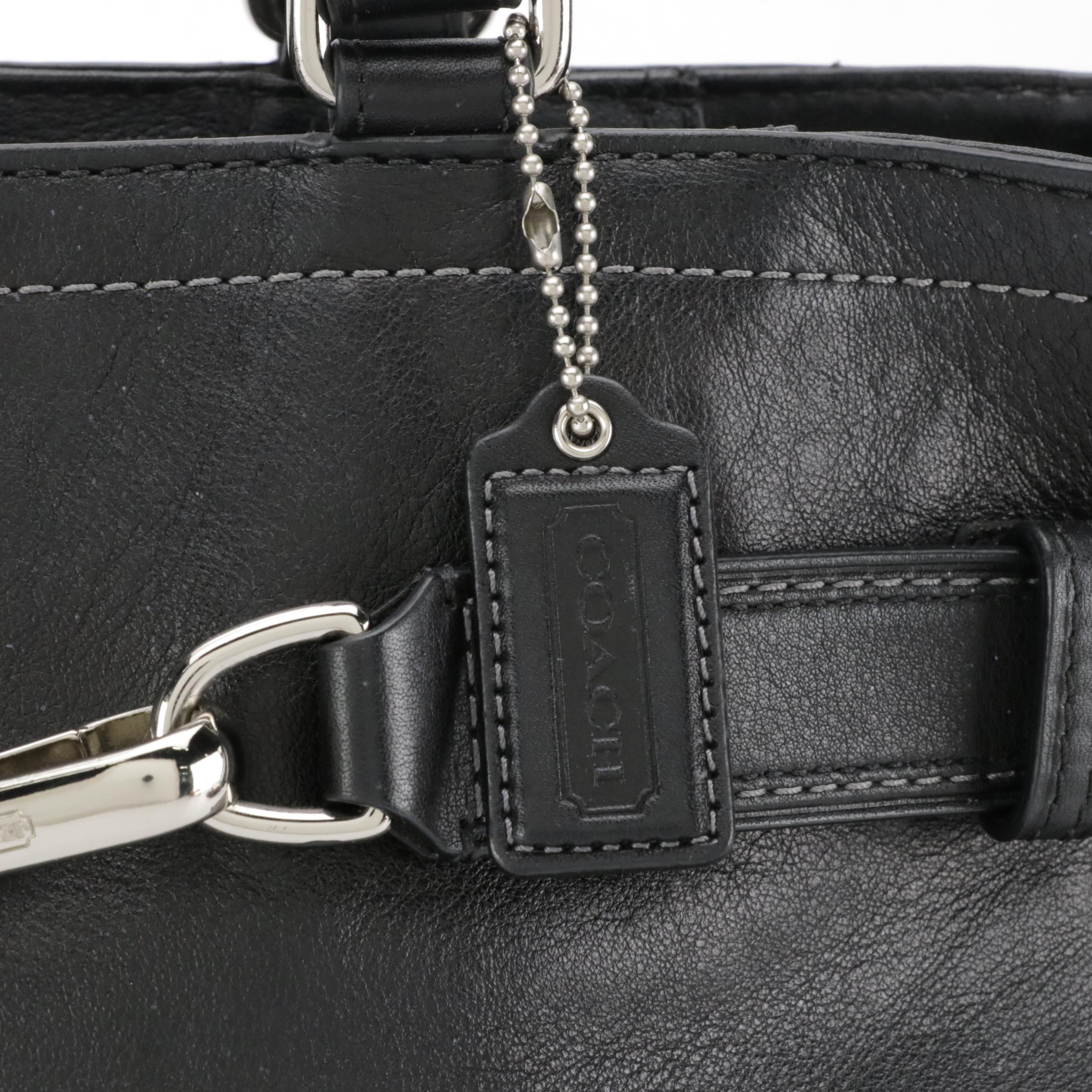 Coach Belted Hampton Shoulder Bag in Black Leather