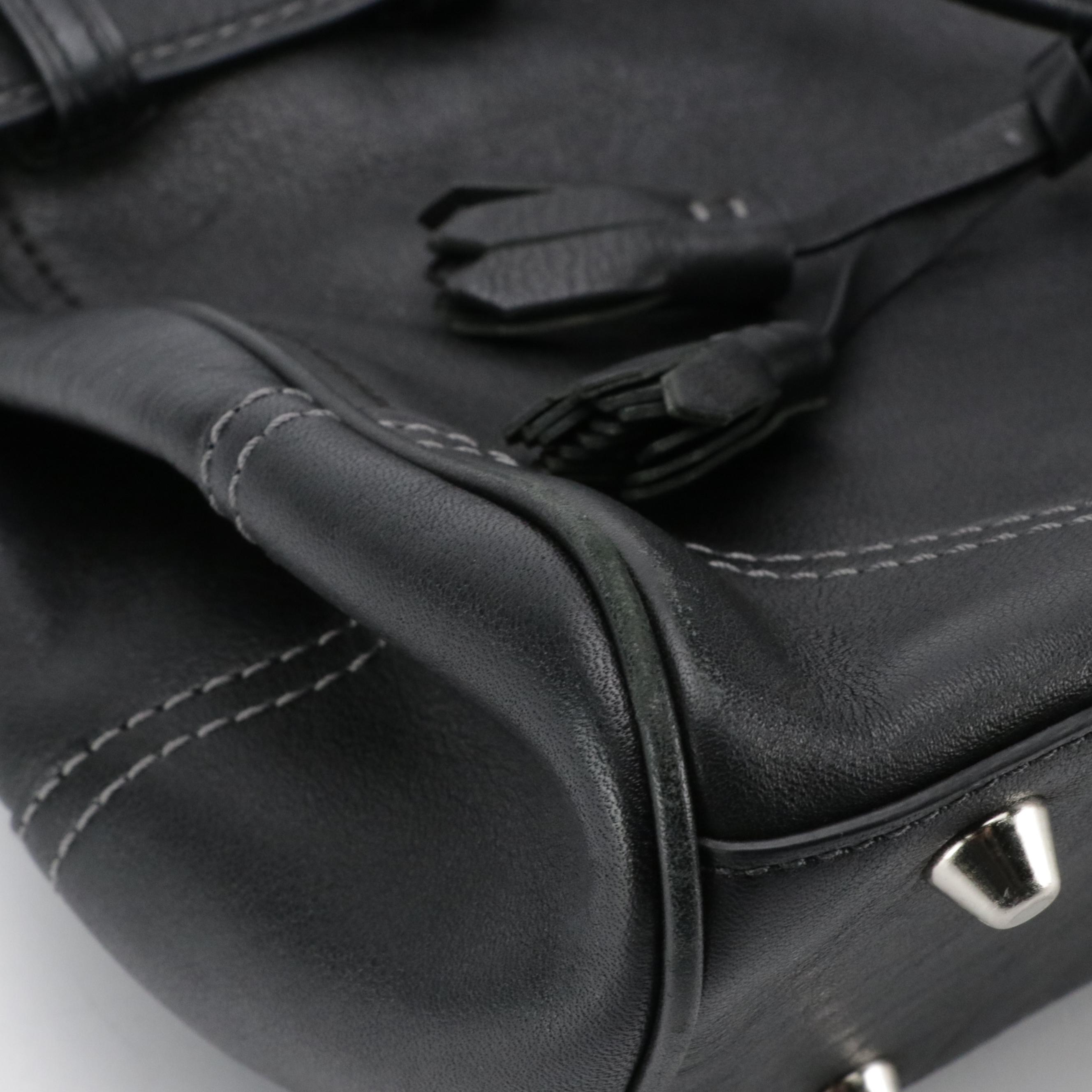 Coach Belted Hampton Shoulder Bag in Black Leather