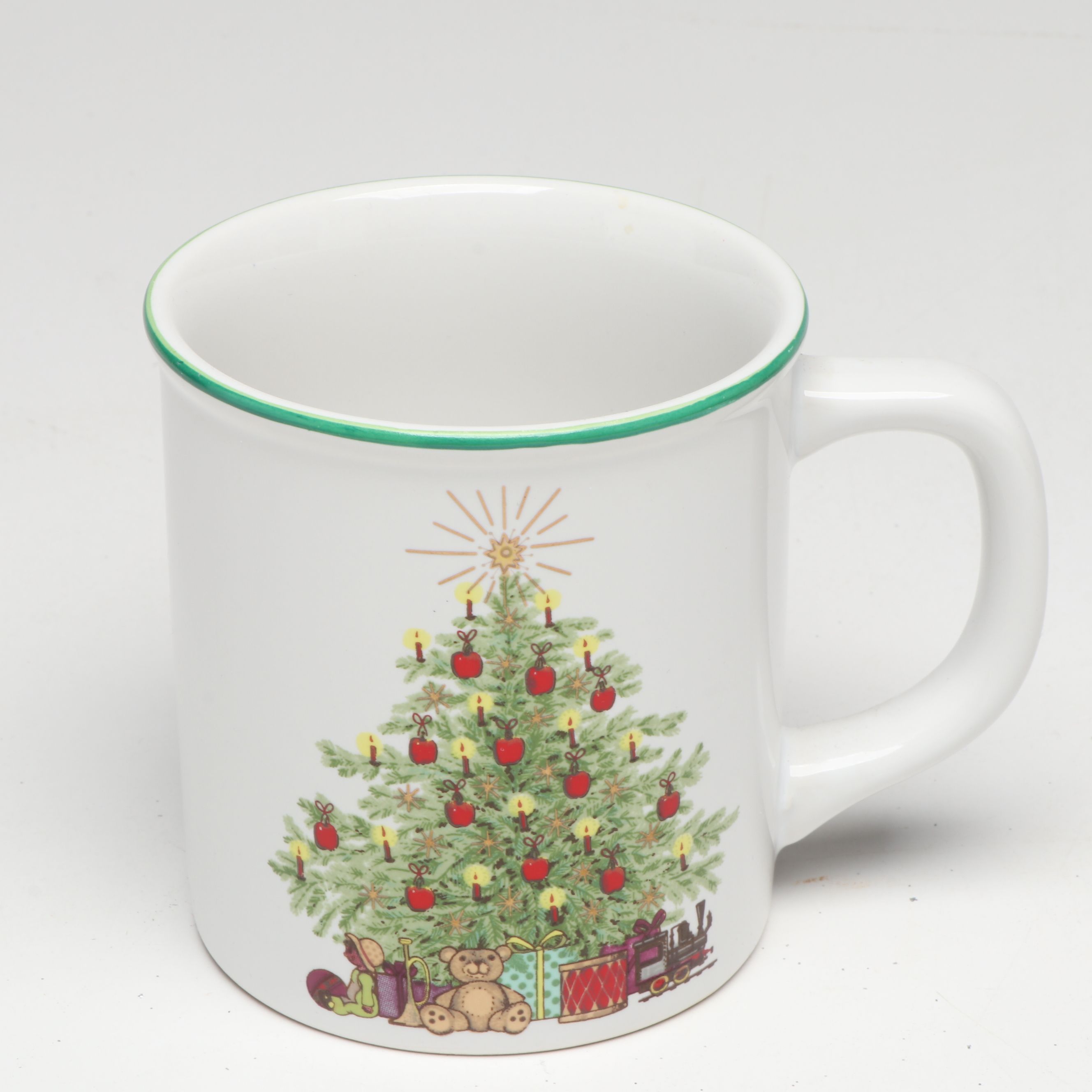 Holiday Table Decor, Plates and Mug, Christmas Ornaments, Tree Skirt, and More