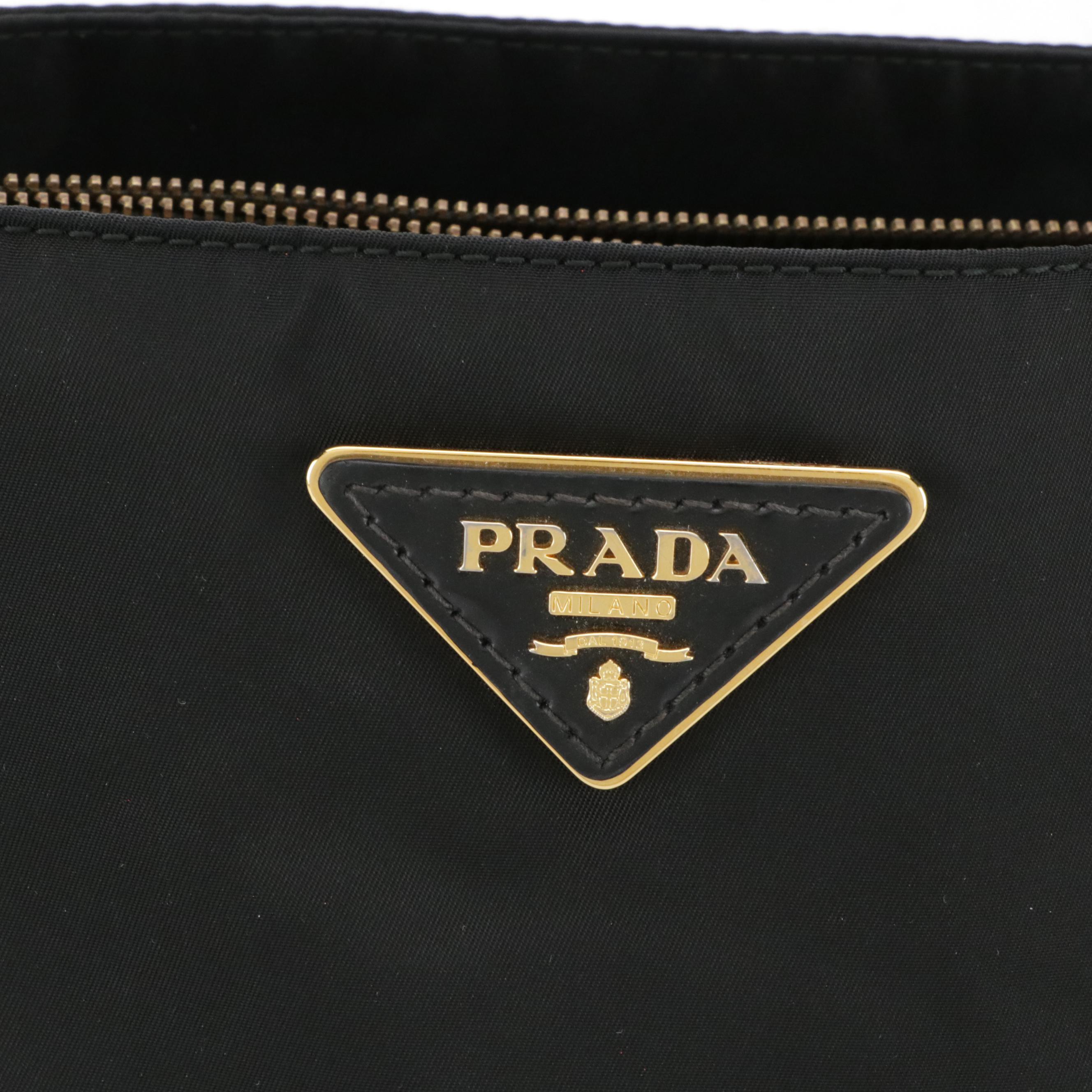 Prada Black Tessuto Nylon and Patent Leather Shopping Tote