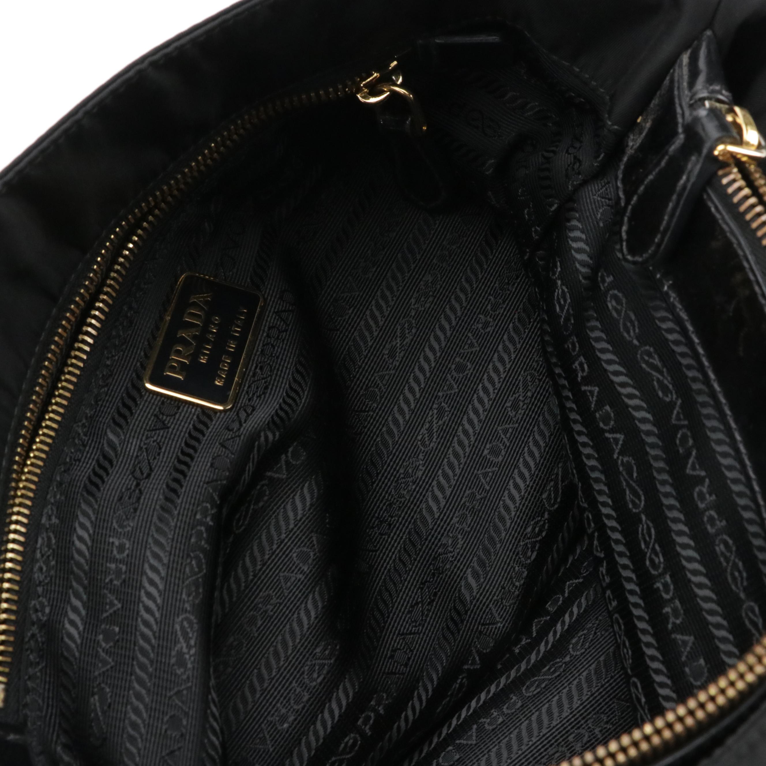 Prada Black Tessuto Nylon and Patent Leather Shopping Tote