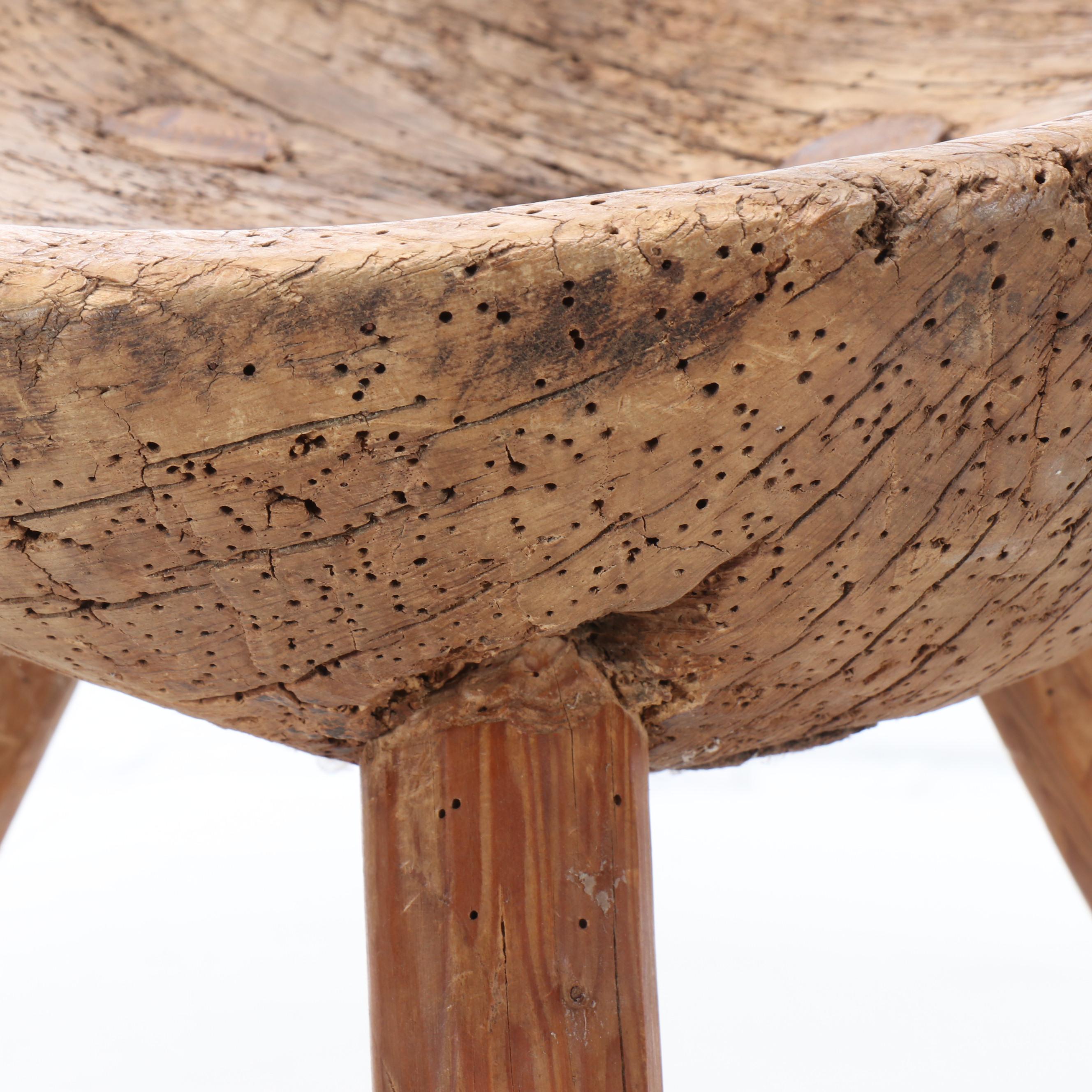 Primitive Three-Legged Wooden Stool