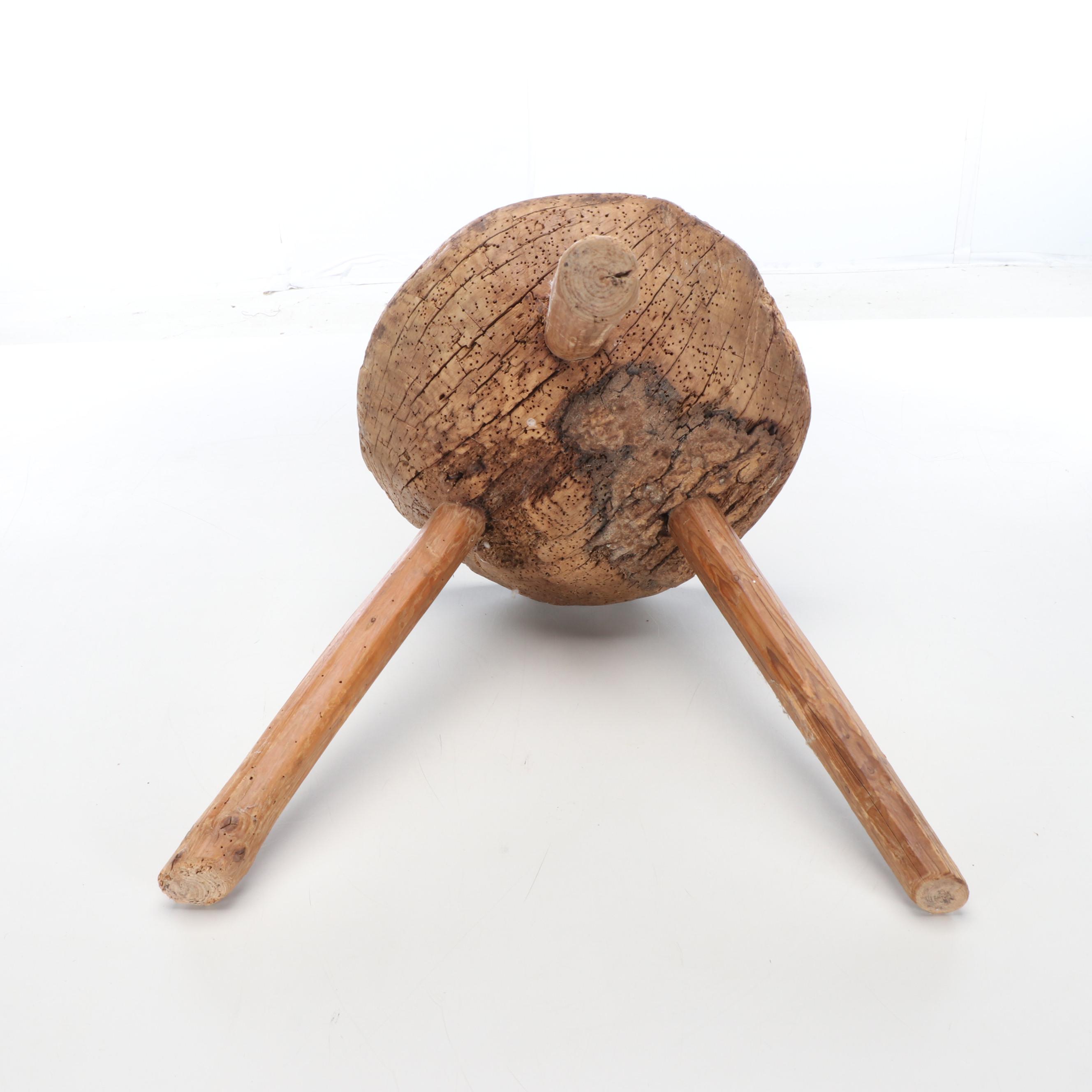 Primitive Three-Legged Wooden Stool