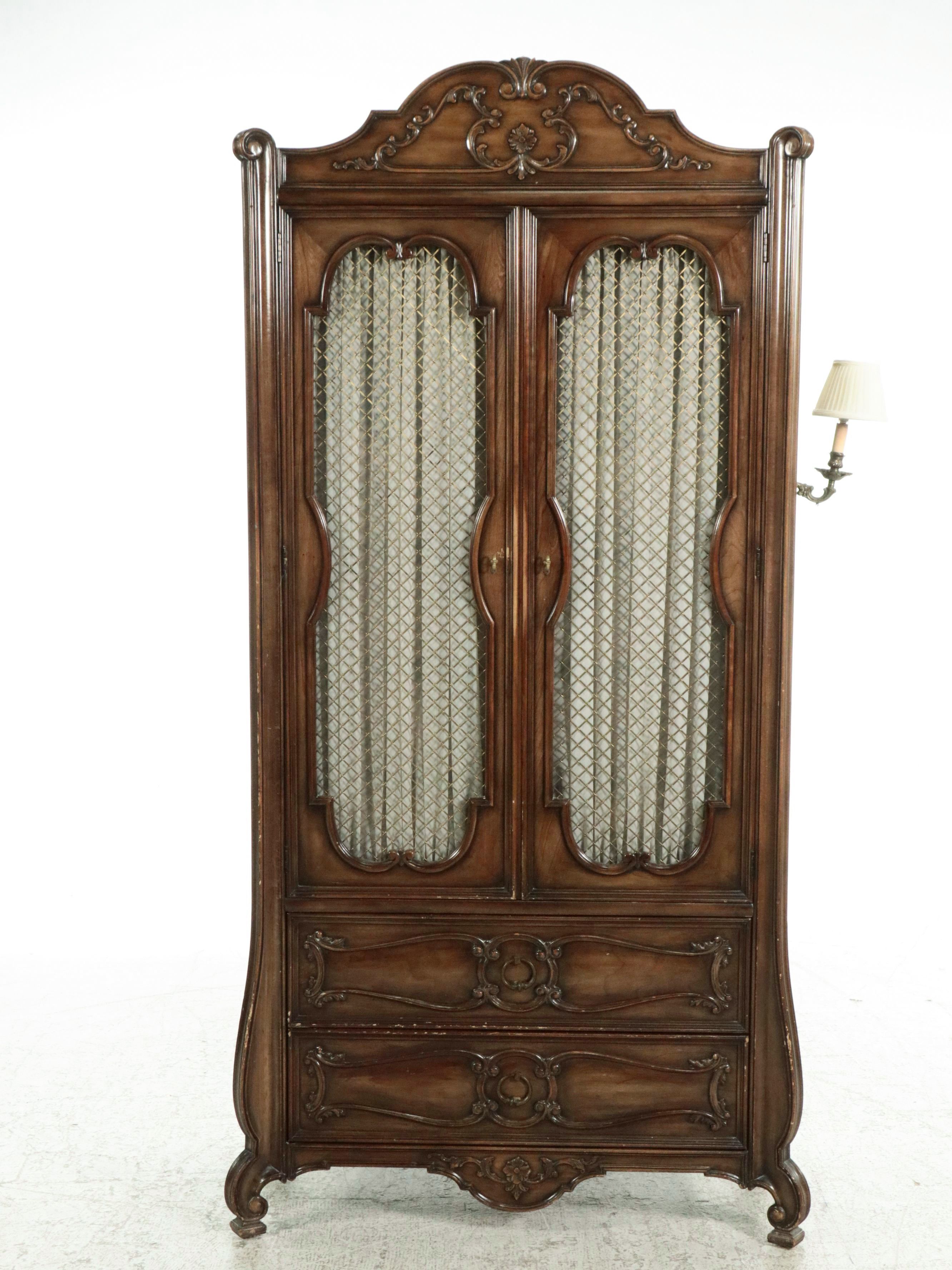 Louis XV Style Cherry Three-Piece Armoire/Dressing Table