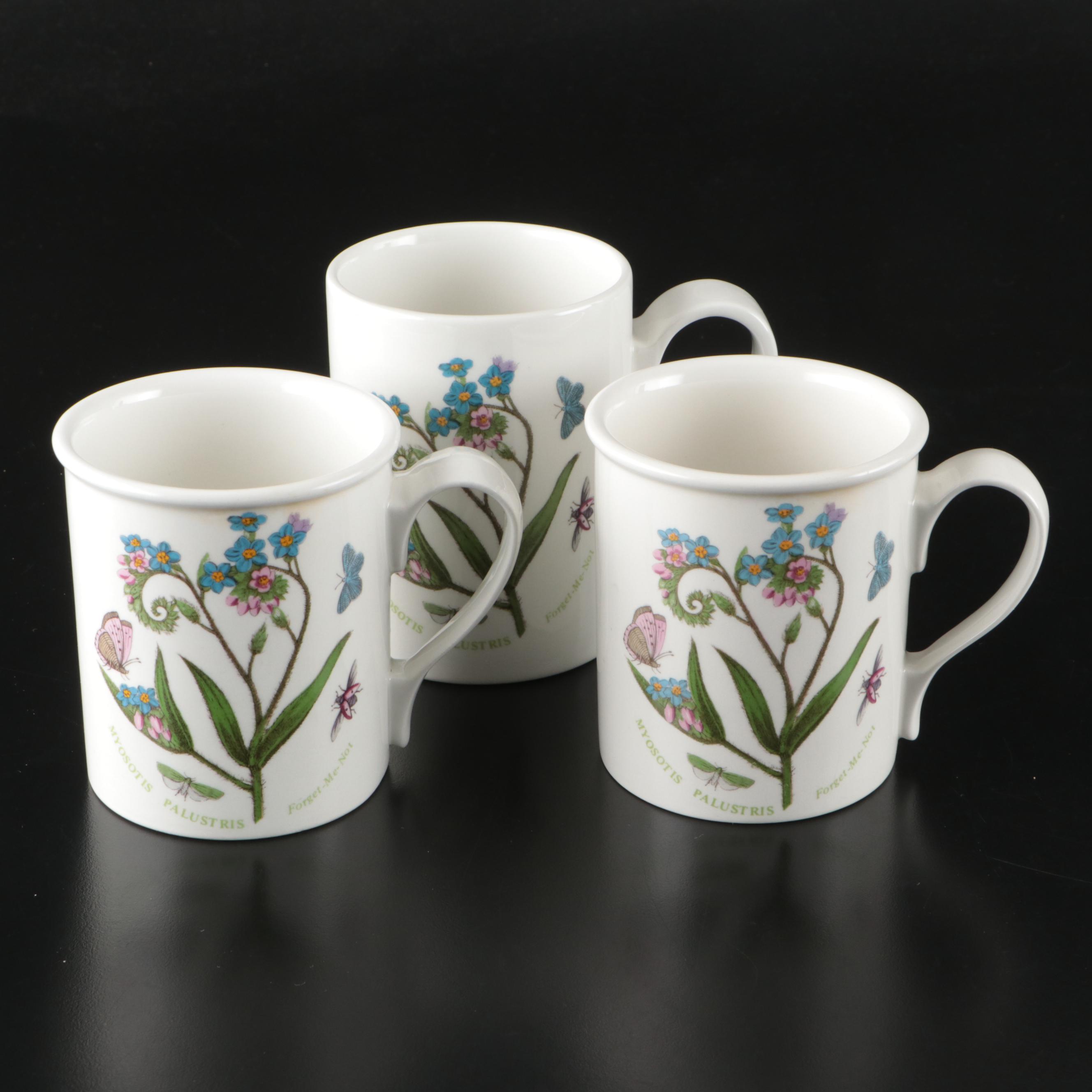 Portmeirion "The Botanic Garden" Metal Tea Kettle with Ceramic Mugs