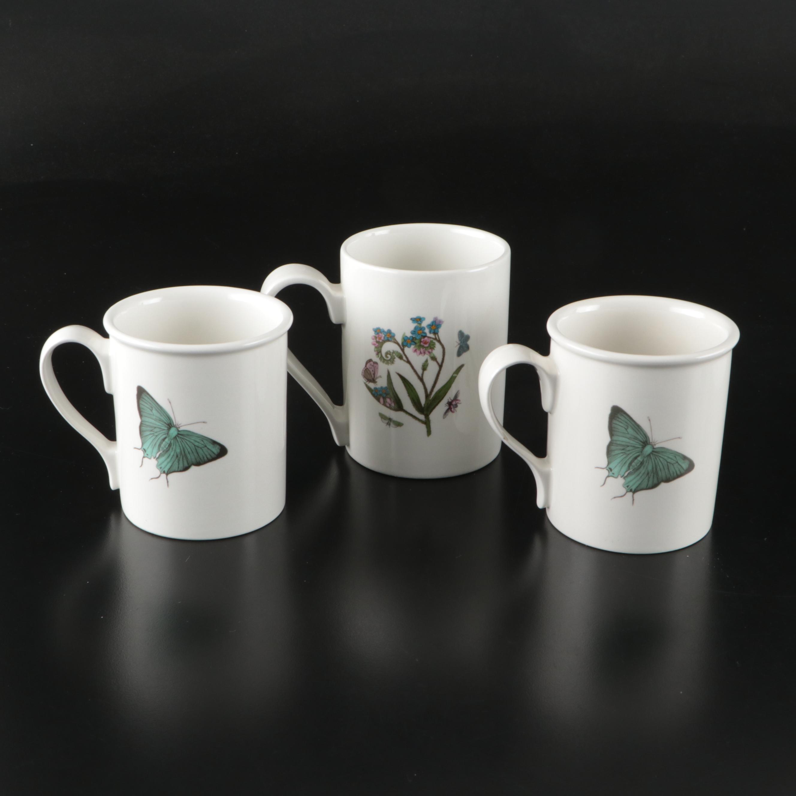 Portmeirion "The Botanic Garden" Metal Tea Kettle with Ceramic Mugs