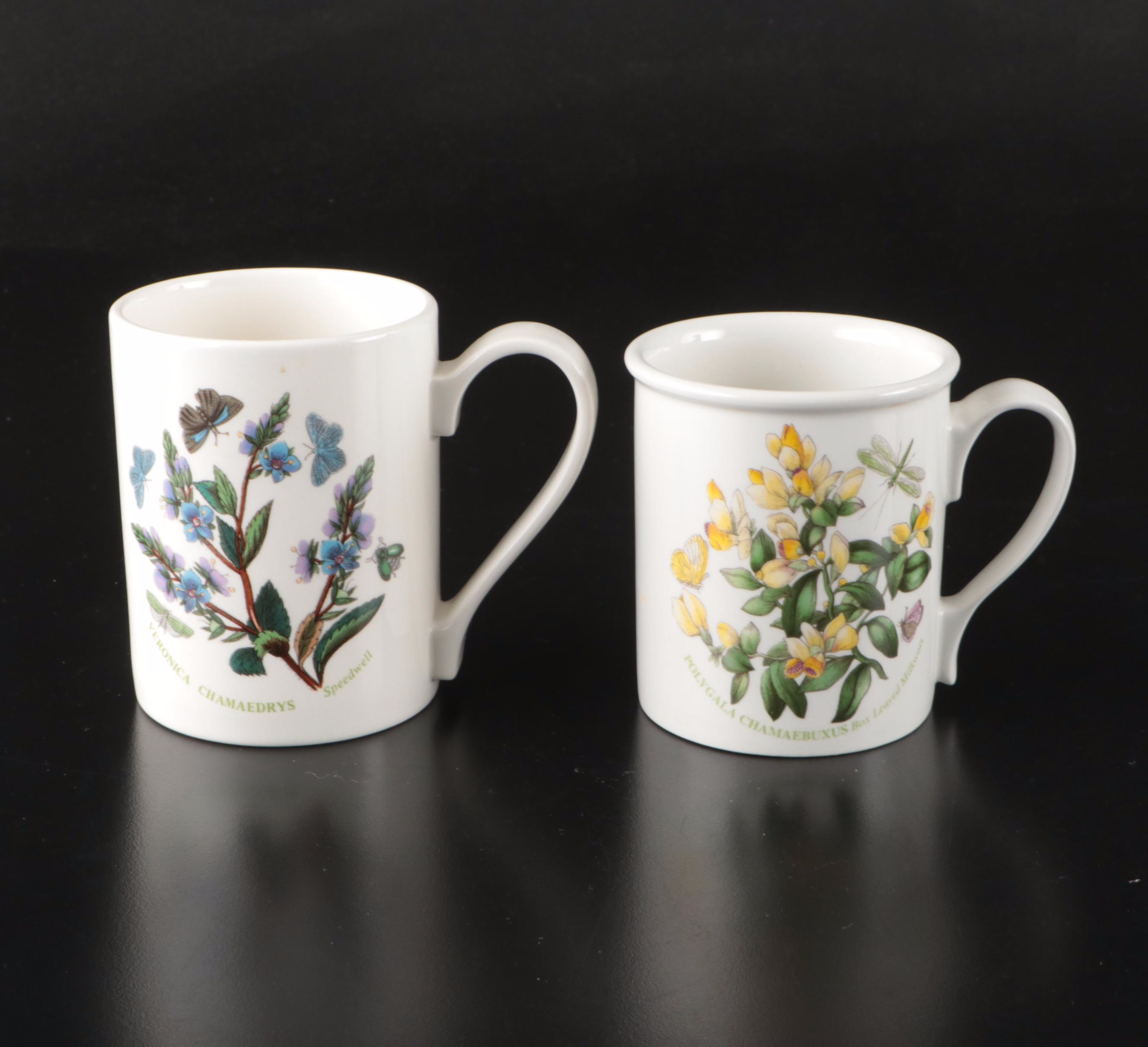 Portmeirion "The Botanic Garden" Metal Tea Kettle with Ceramic Mugs