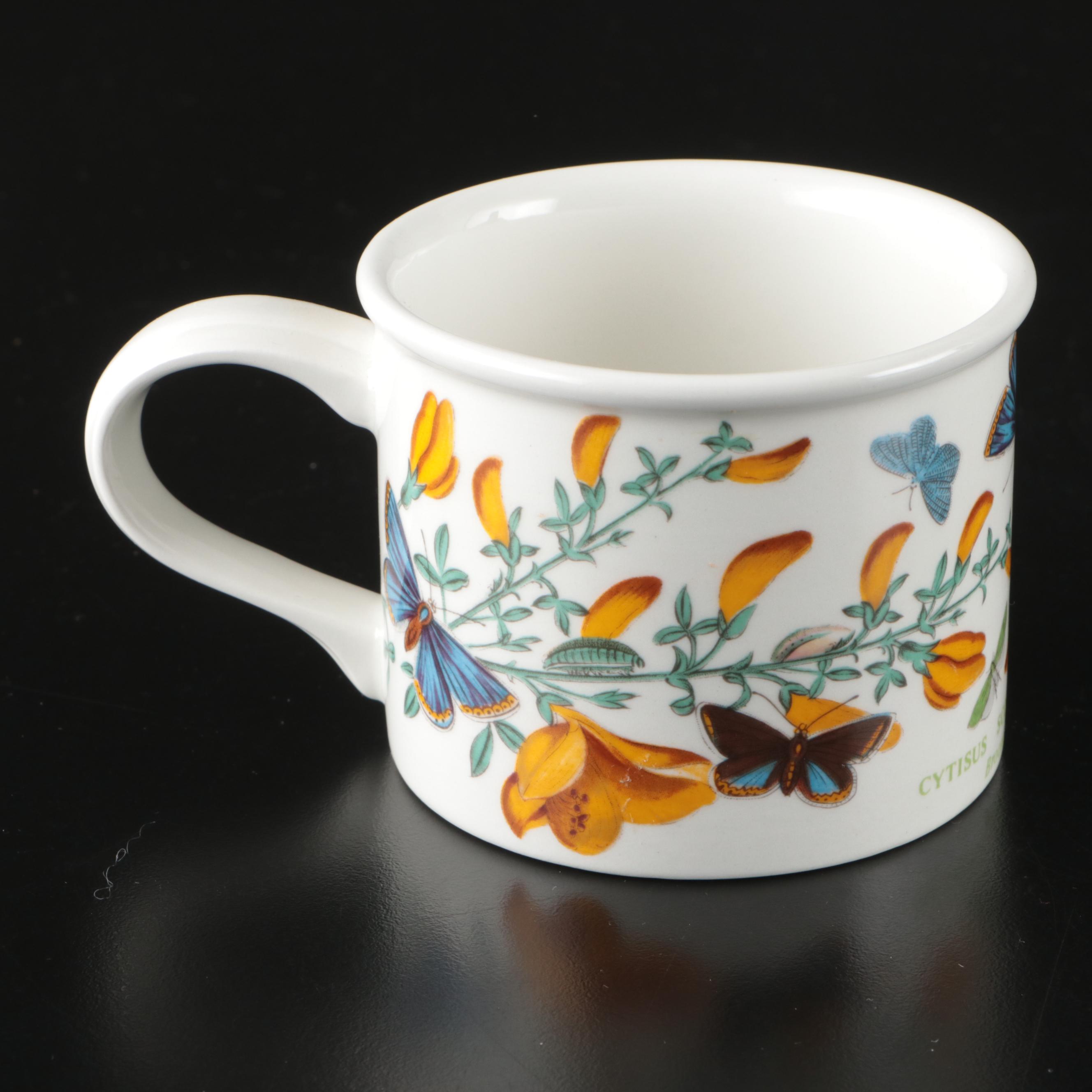 Portmeirion "The Botanic Garden" Metal Tea Kettle with Ceramic Mugs