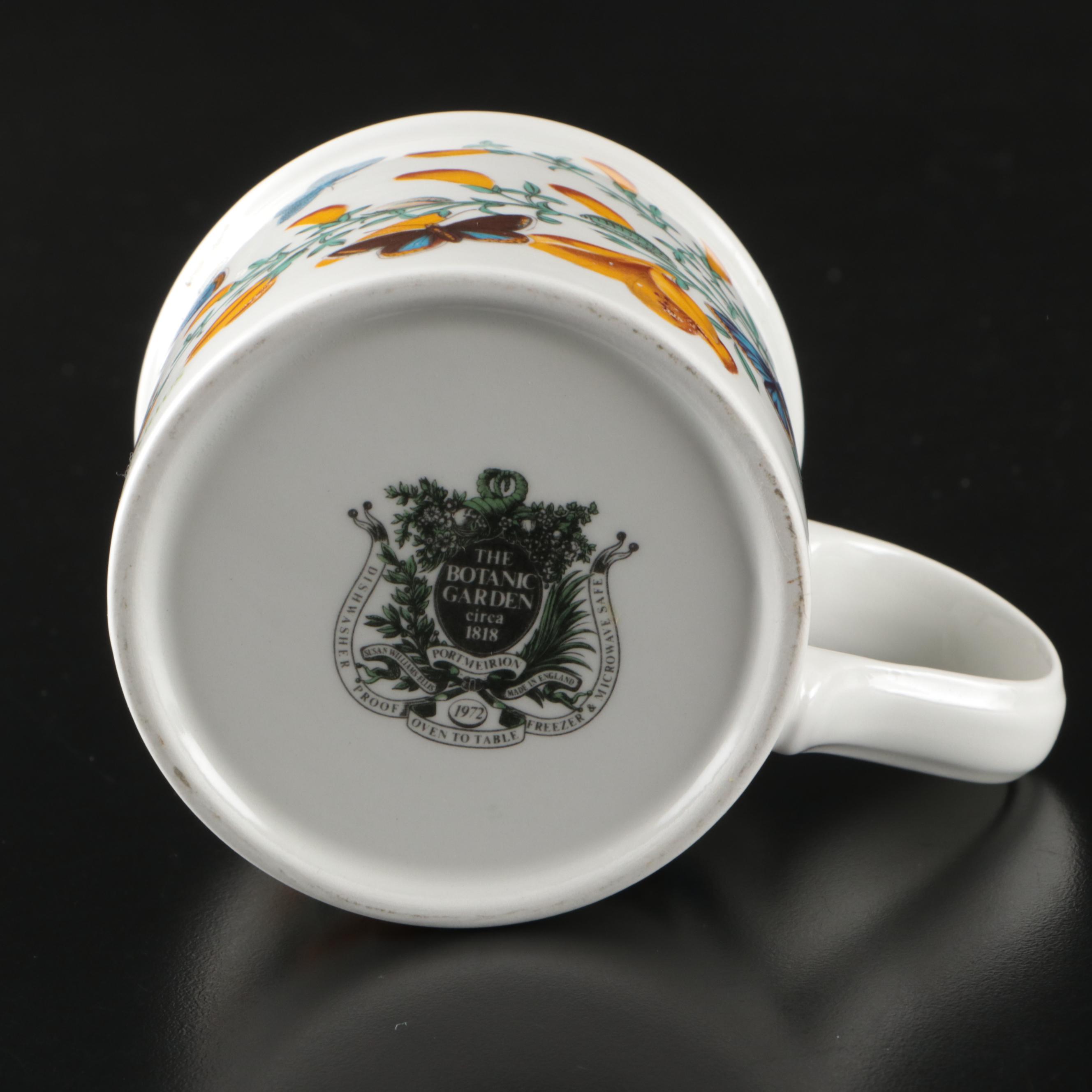 Portmeirion "The Botanic Garden" Metal Tea Kettle with Ceramic Mugs