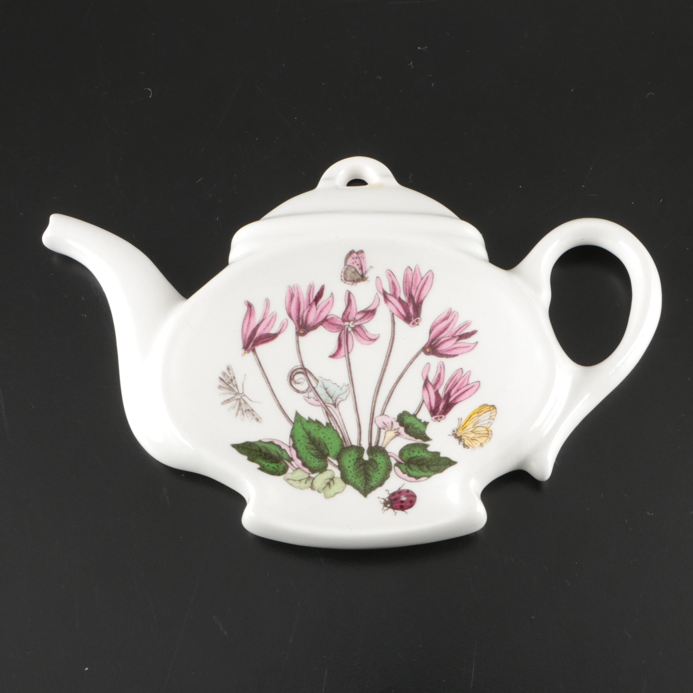 Portmeirion "The Botanic Garden" Metal Tea Kettle with Ceramic Mugs