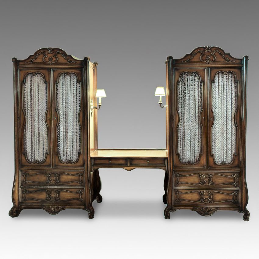 Louis XV Style Cherry Three-Piece Armoire/Dressing Table