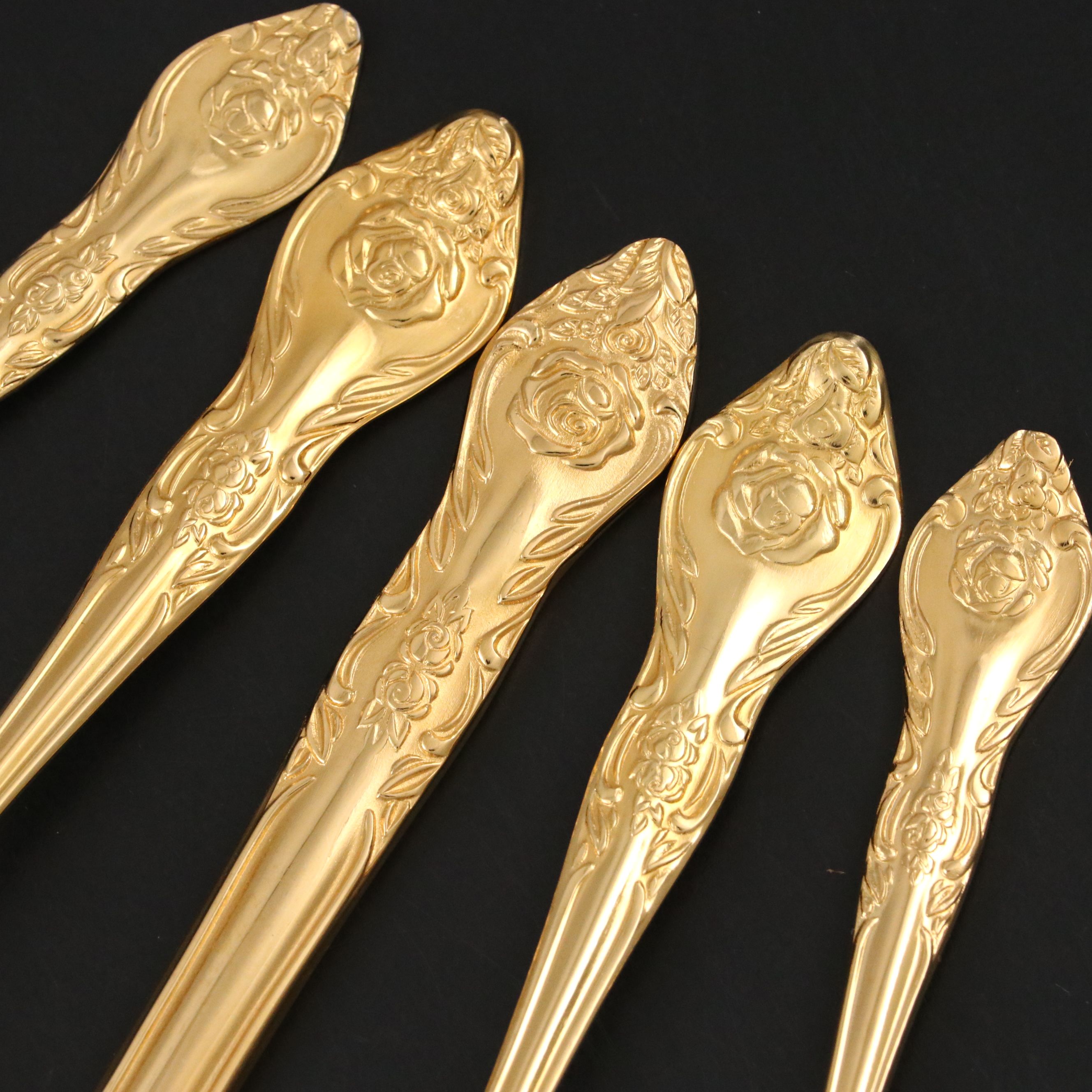 Lifetime Cutlery Gilt Finish Stainless Steel Flatware with Wooden Case