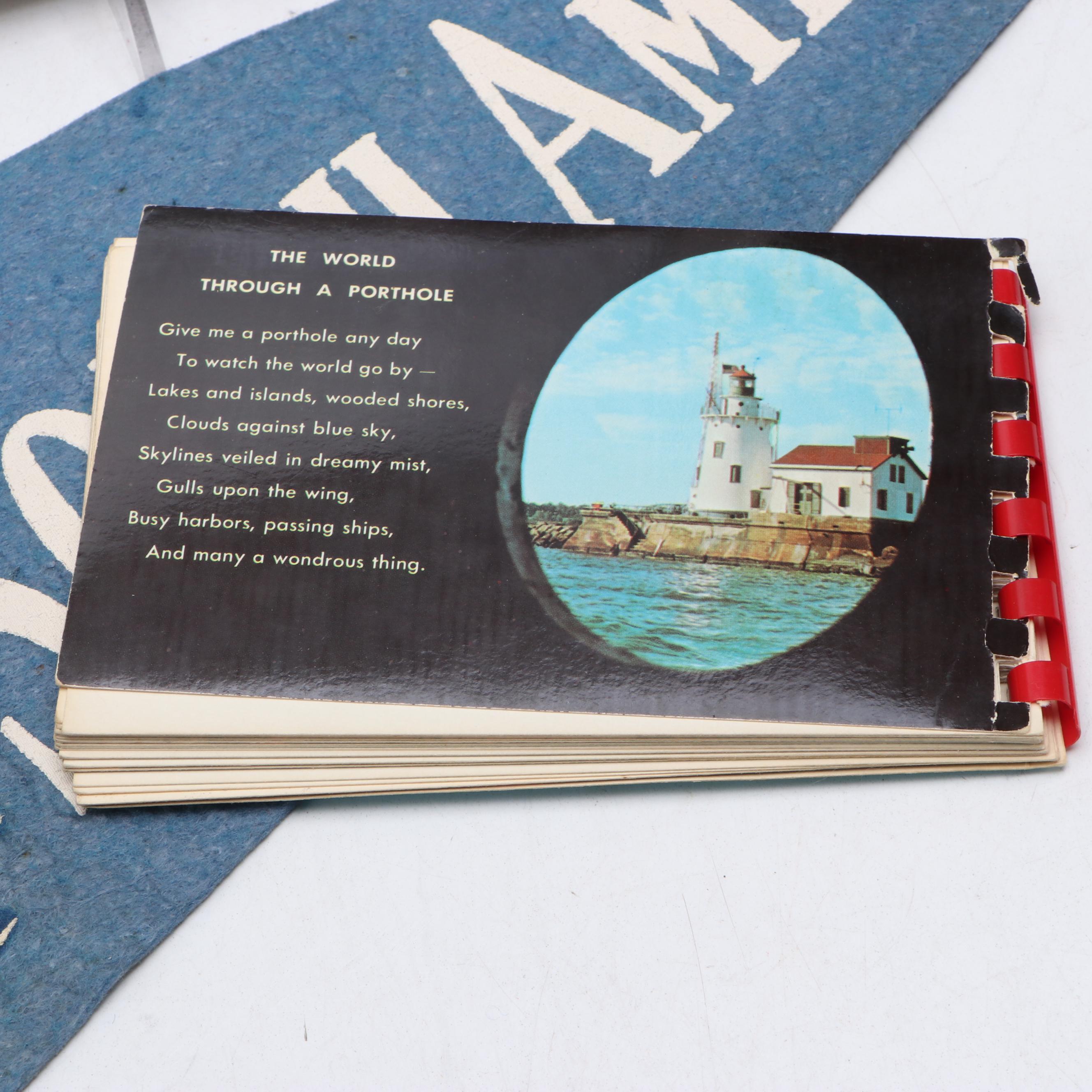 S.S. South American Menu with Pennant, Doll and More, Mid to Late 20th Century