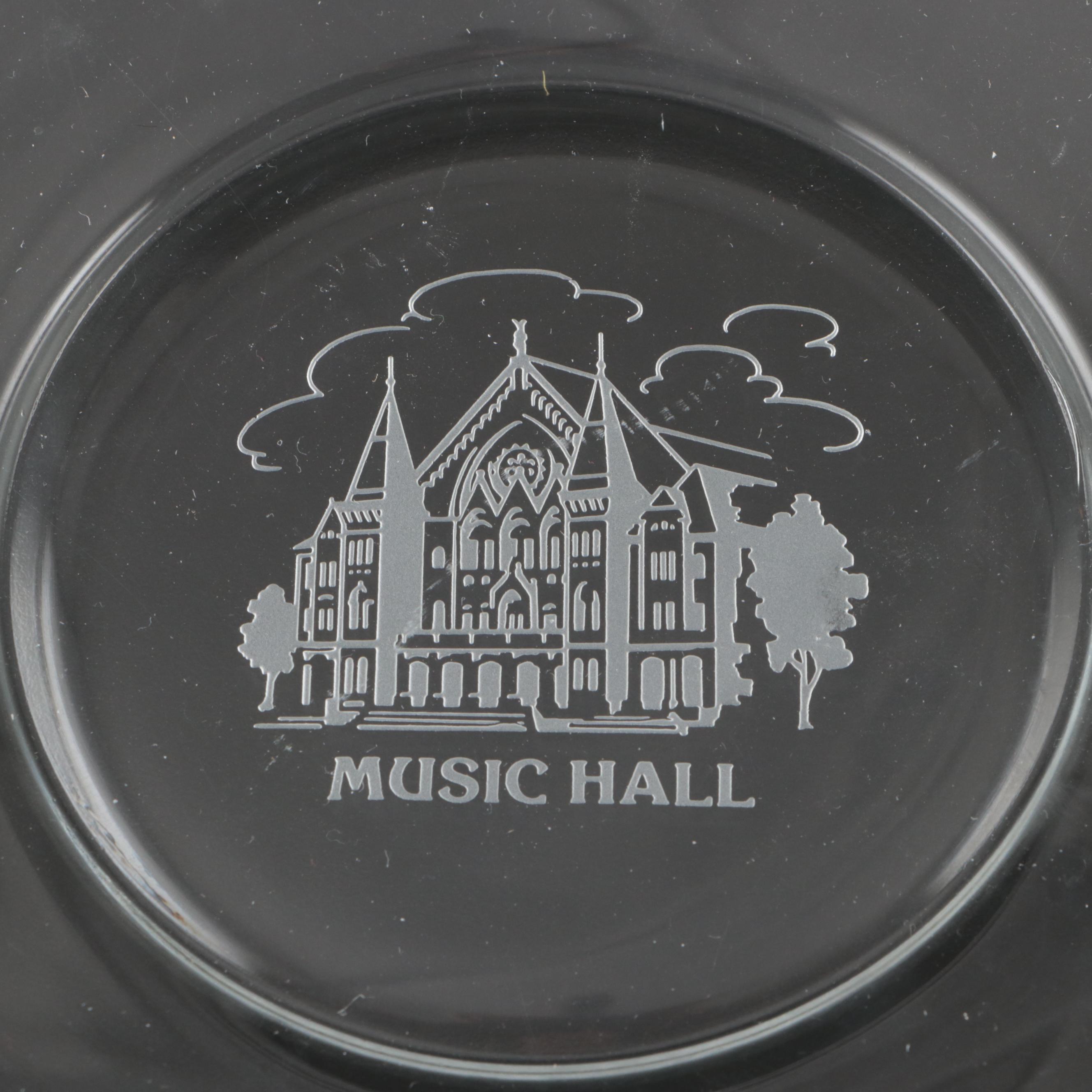 Cincinnati Gilson's Etched Landmark Double Old Fashioned Glasses and Plates