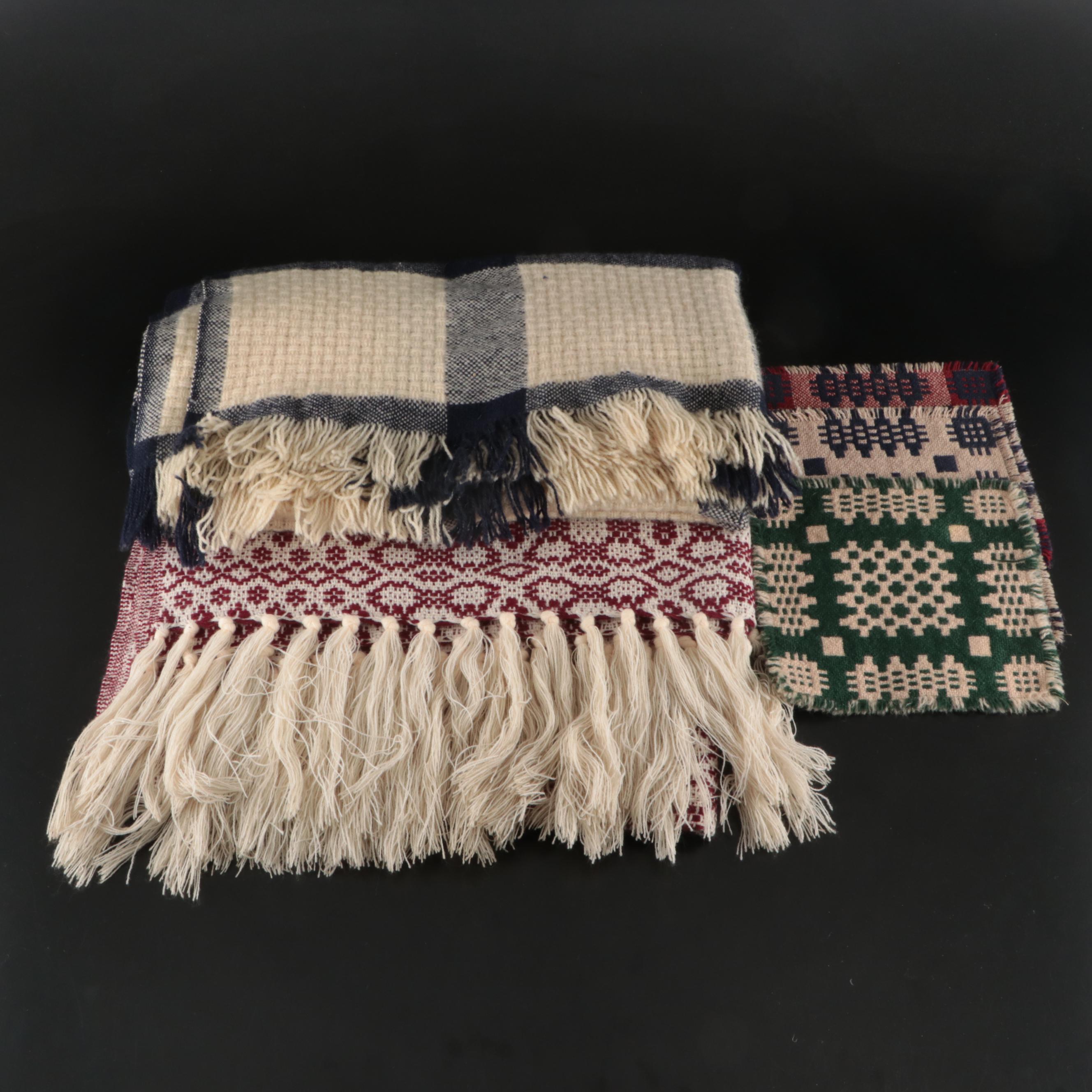 Hand-Loomed Wool Lap Blankets and Table Squares