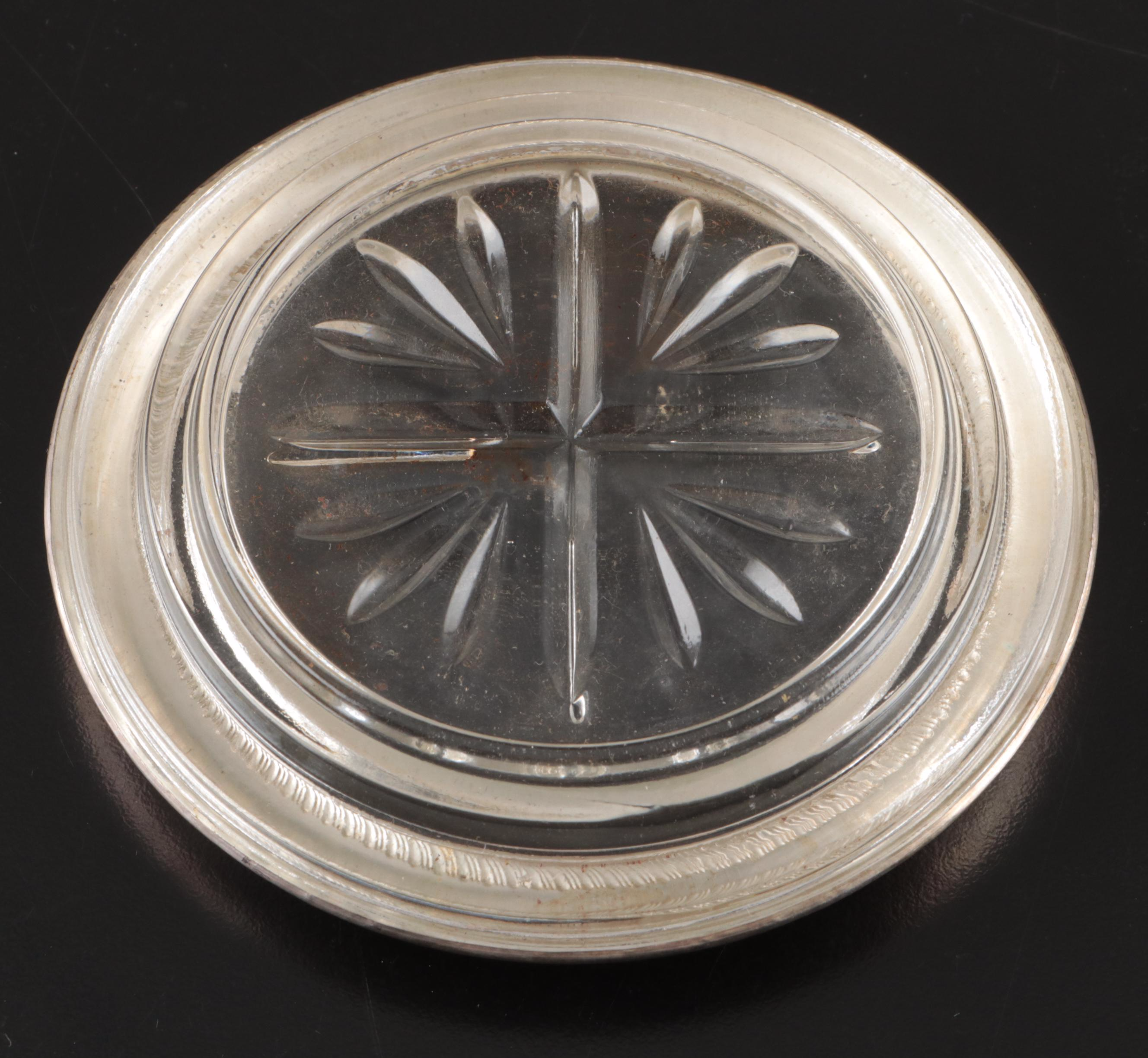 Webster Sterling Overlaid Glass Trivet and F.B. Rogers Coasters