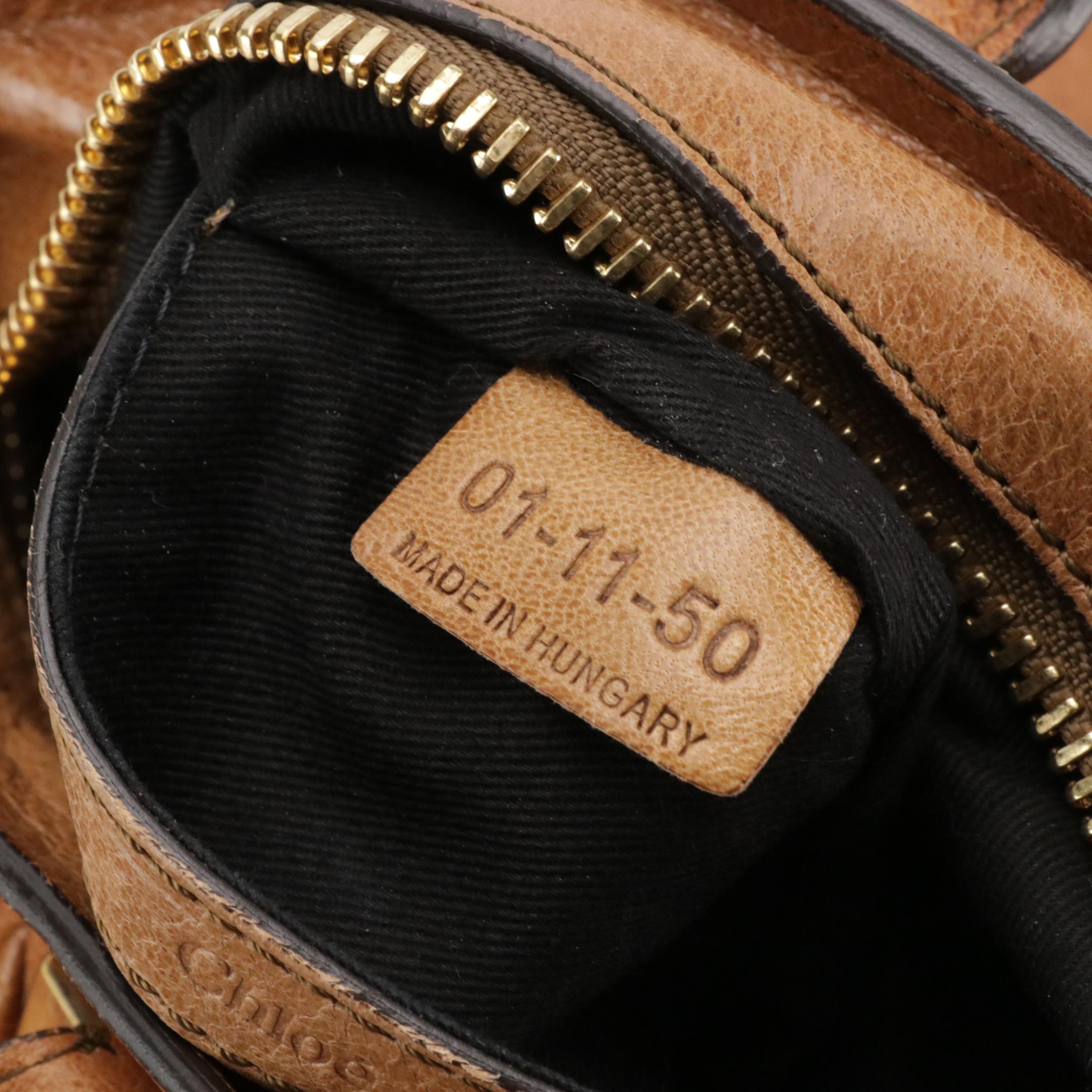 Chloé Mini Ethel Two-Way Bag in Brown Crinkled Calfskin Leather