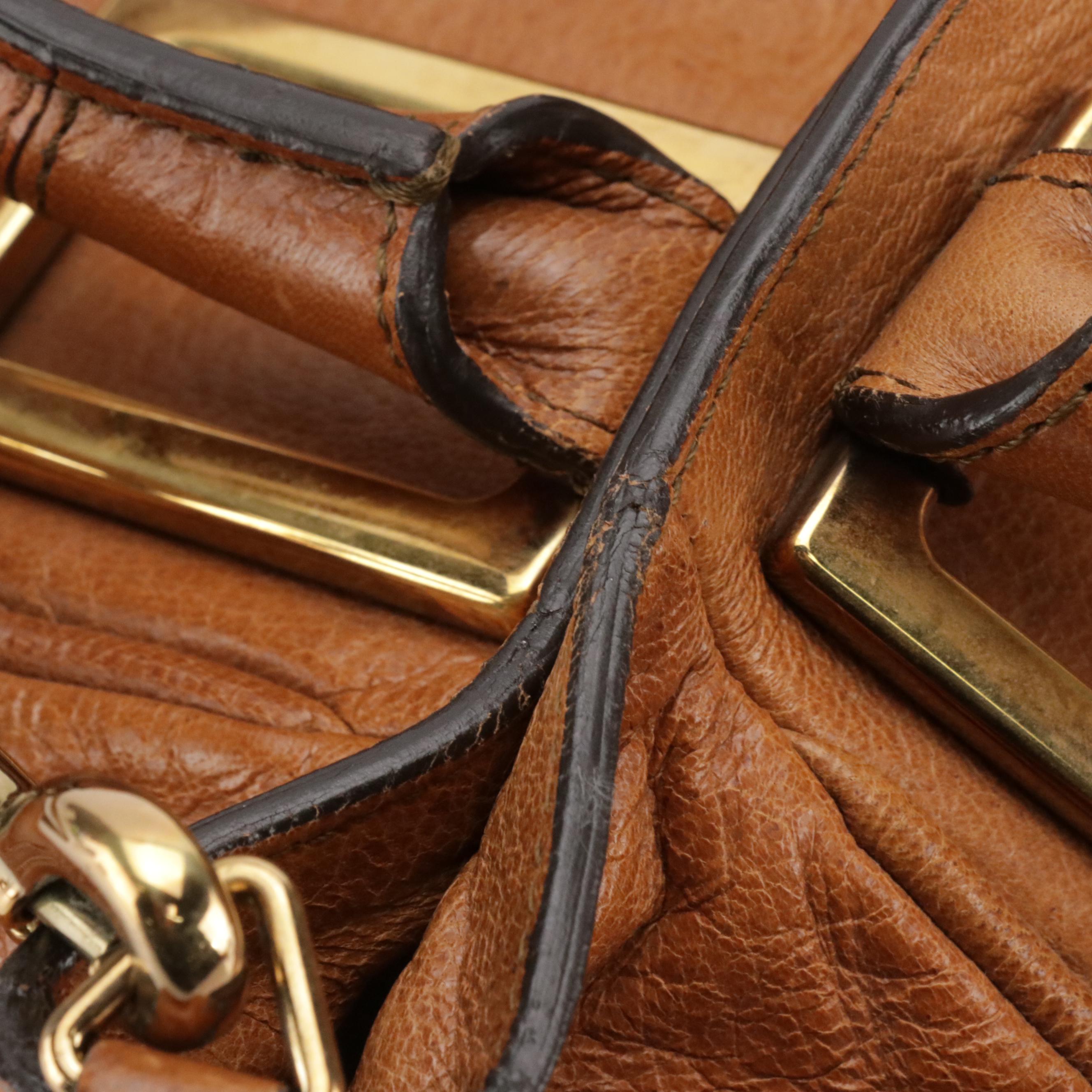 Chloé Mini Ethel Two-Way Bag in Brown Crinkled Calfskin Leather