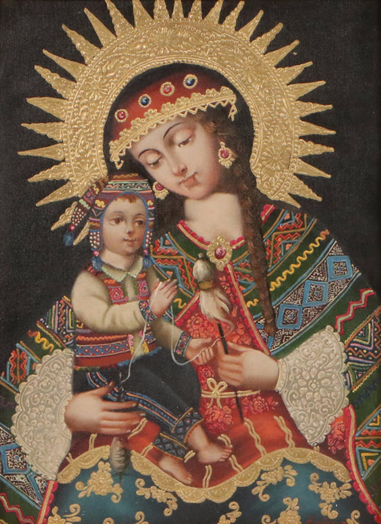 Ernesto Zuñiga Oil Painting "Andean Spinner Virgin"