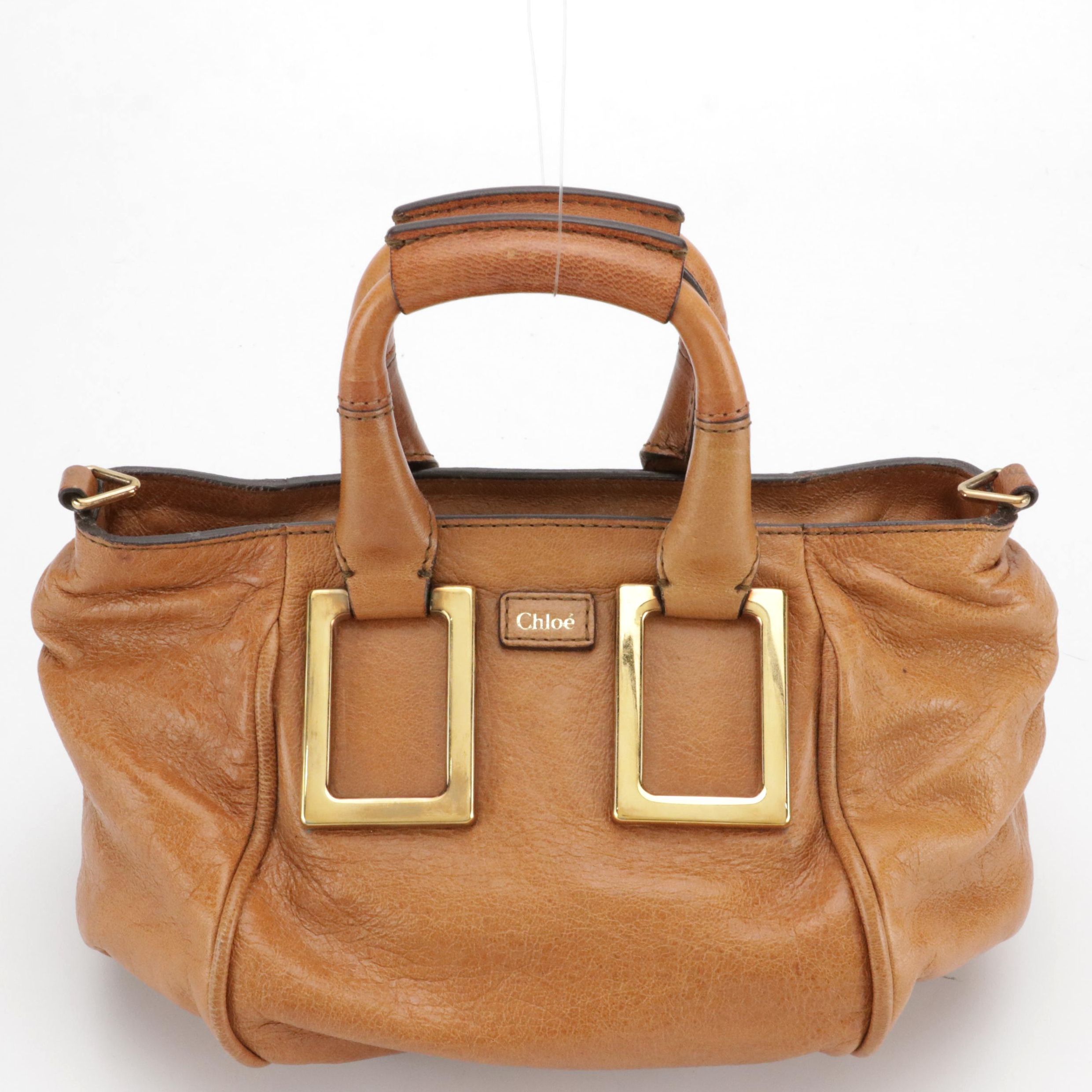 Chloé Mini Ethel Two-Way Bag in Brown Crinkled Calfskin Leather