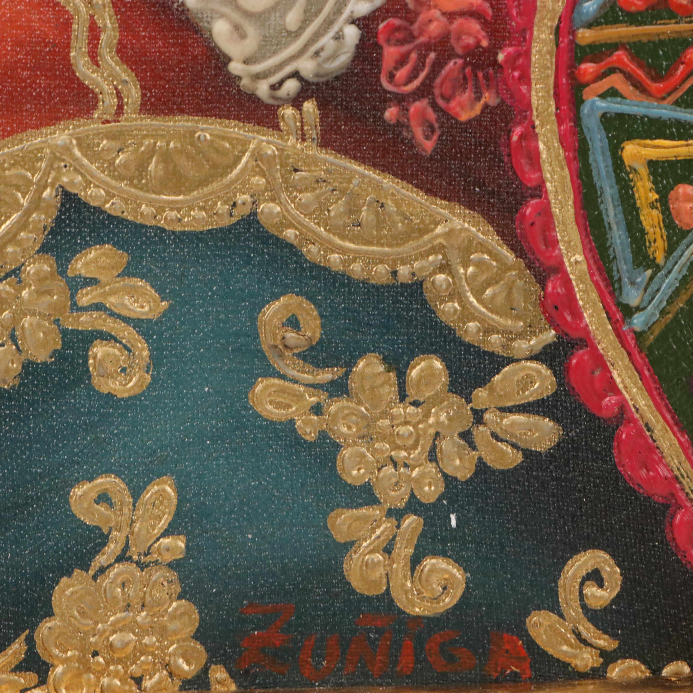 Ernesto Zuñiga Oil Painting "Andean Spinner Virgin"