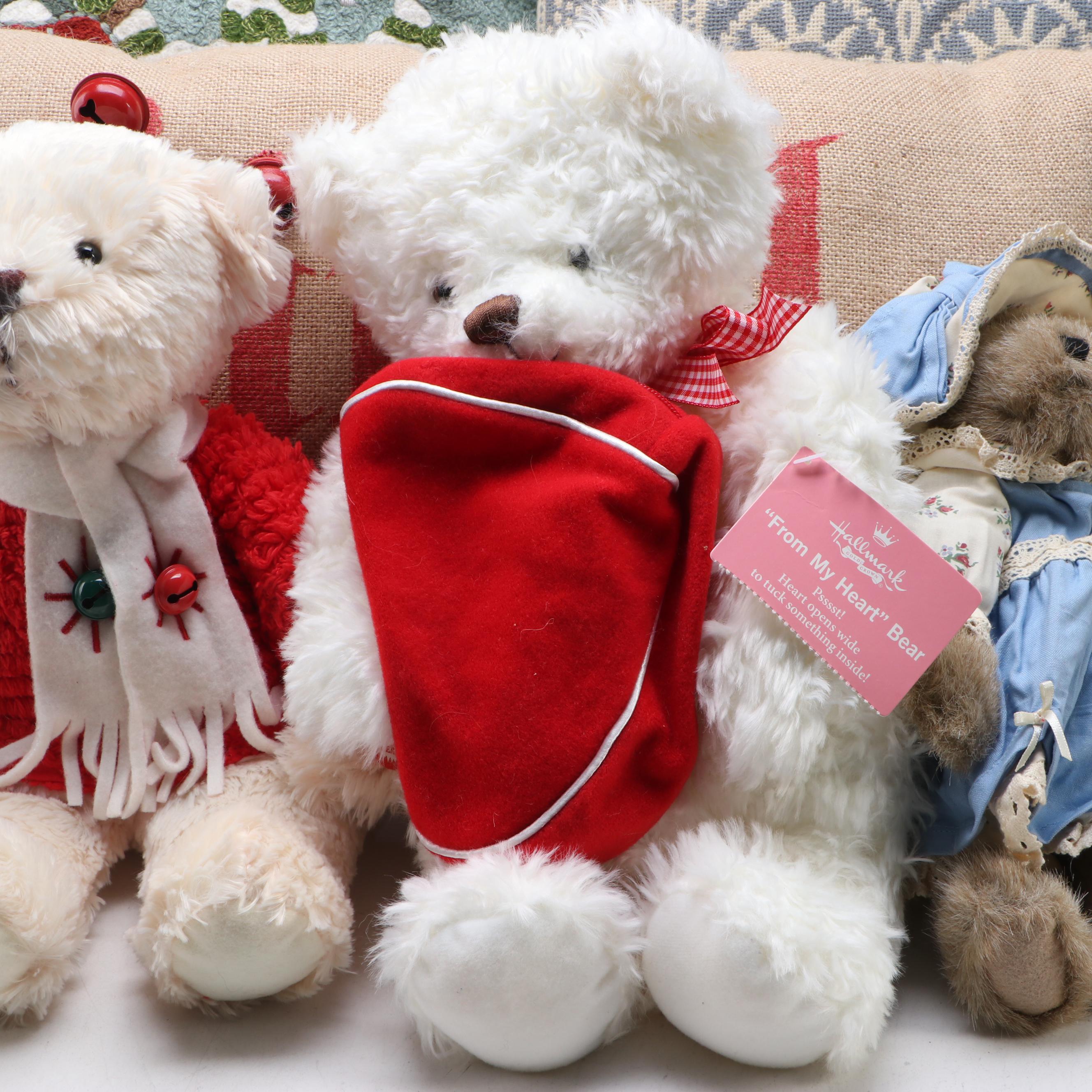 Boyds Bears "Lil' Missy Muffet" and Other with Hallmark Bears and Throw Pillows