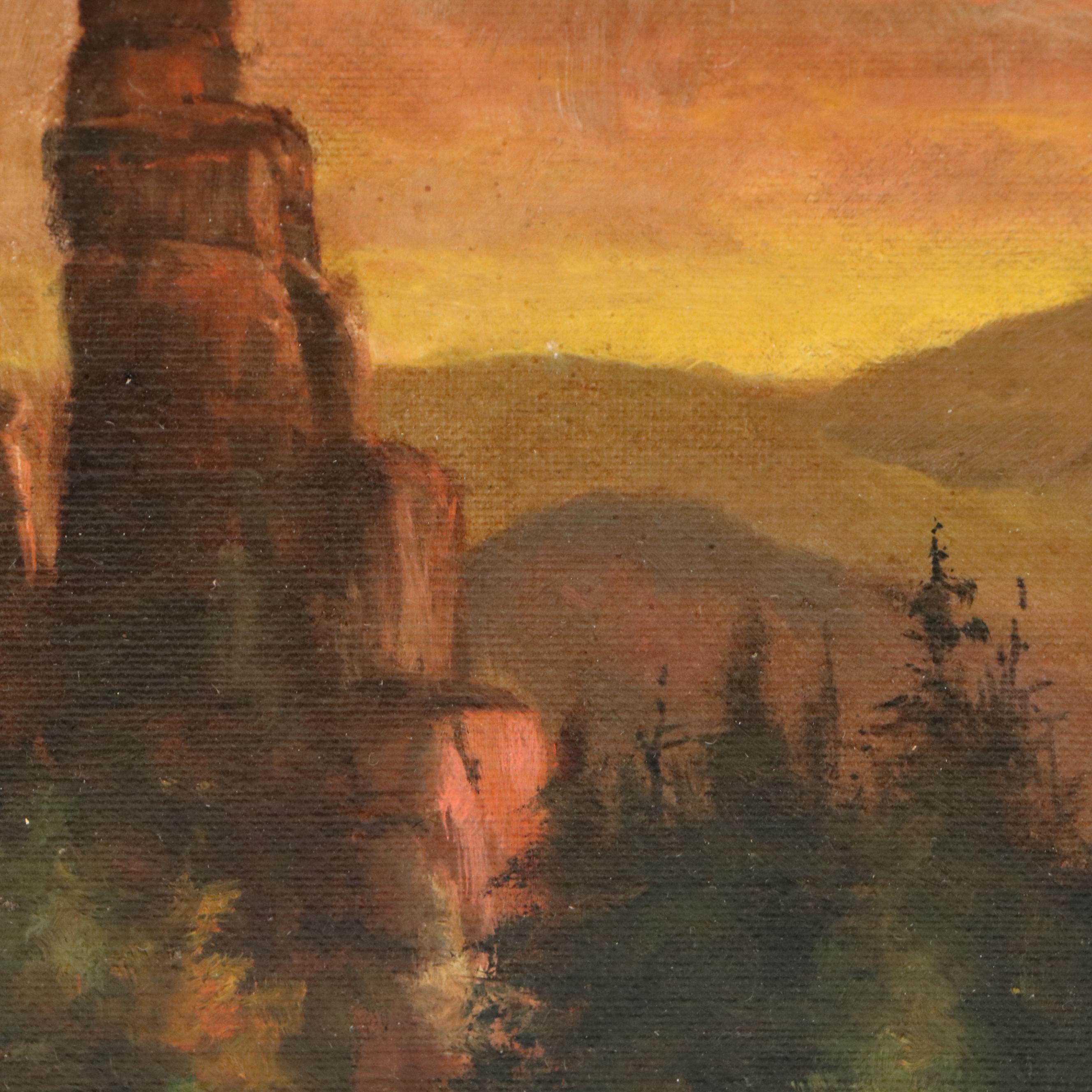E. L. Paidrick Western American Sunset Landscape Oil Painting