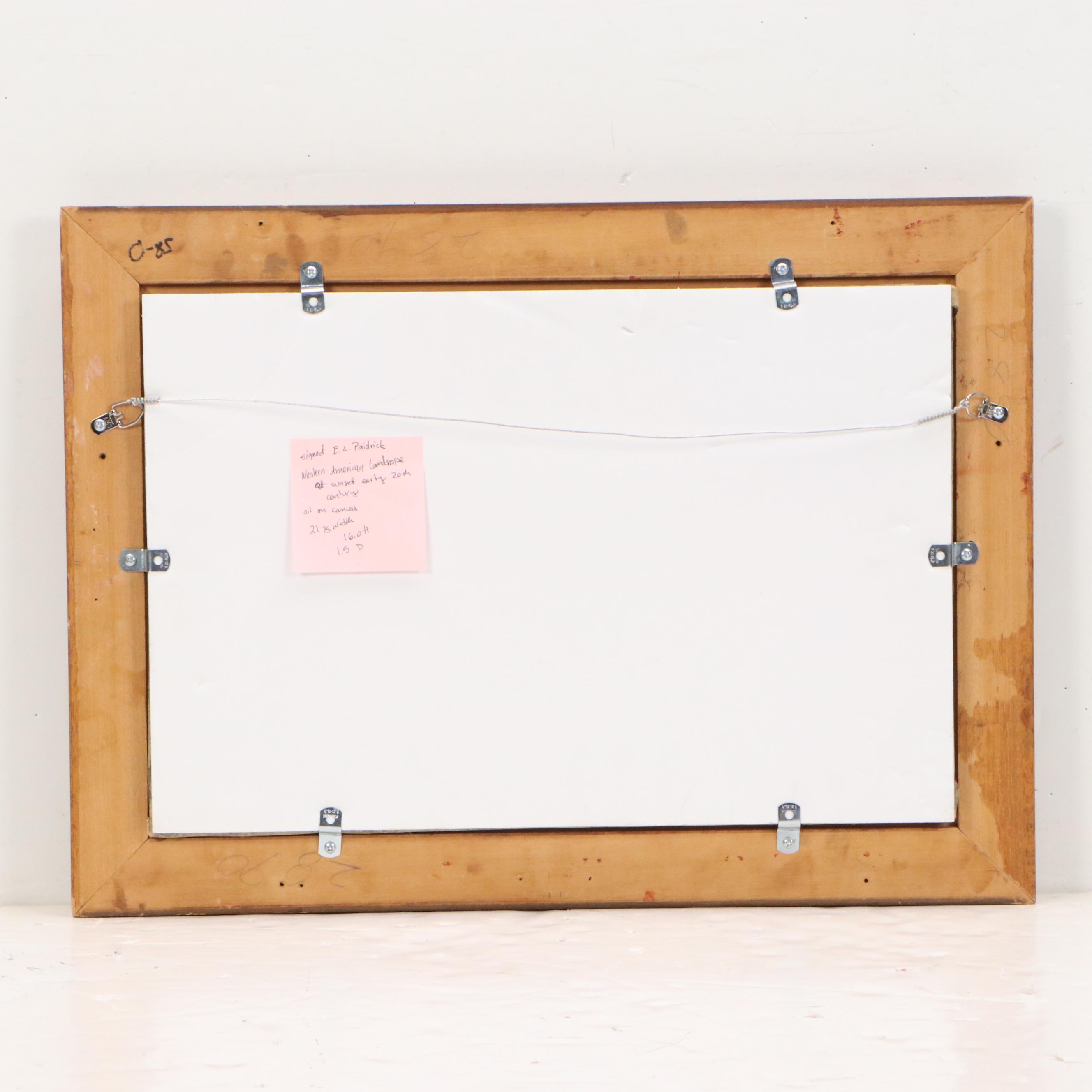 E. L. Paidrick Western American Sunset Landscape Oil Painting