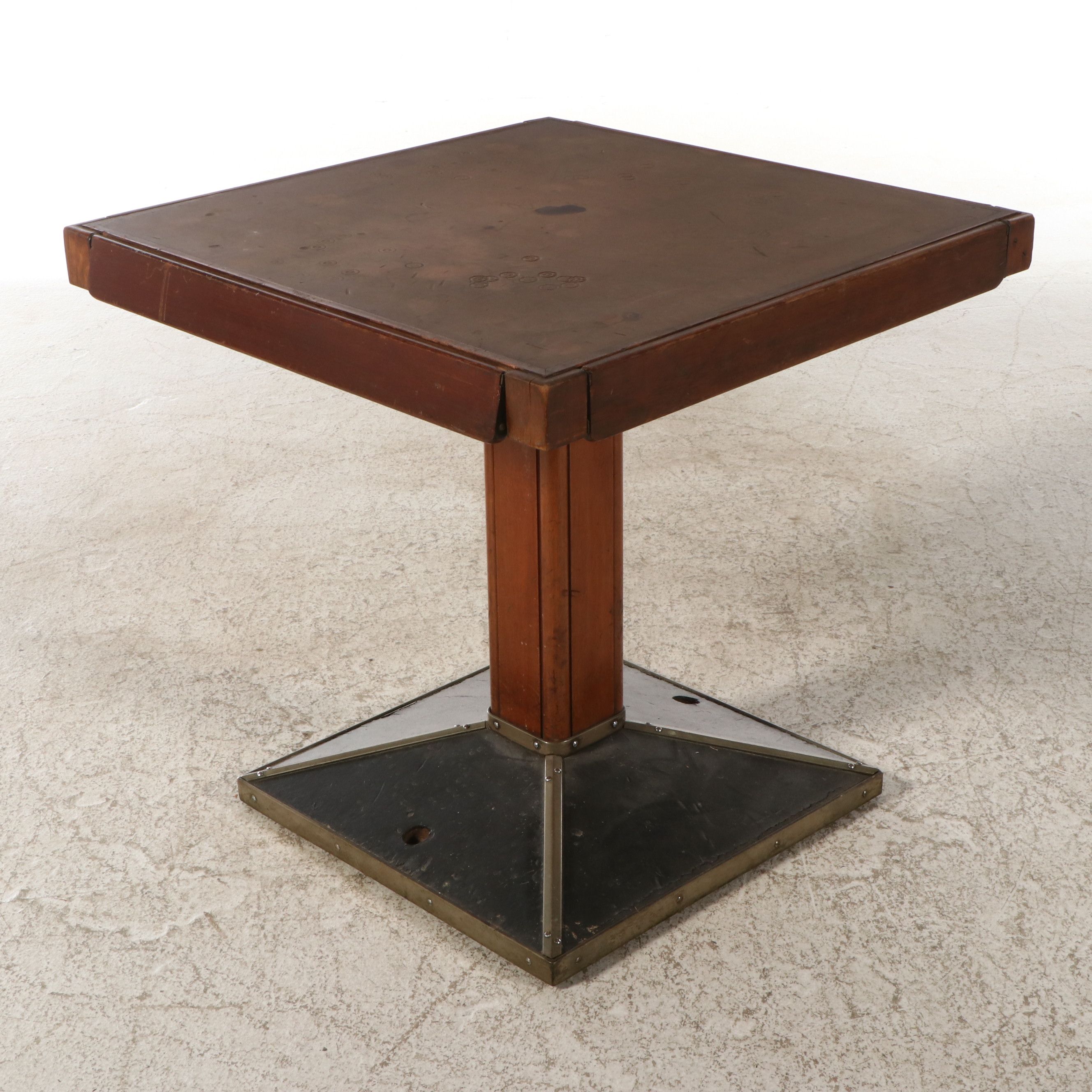 Queen Mary Mahogany Games Table with Inset Leather Top, Circa 1930