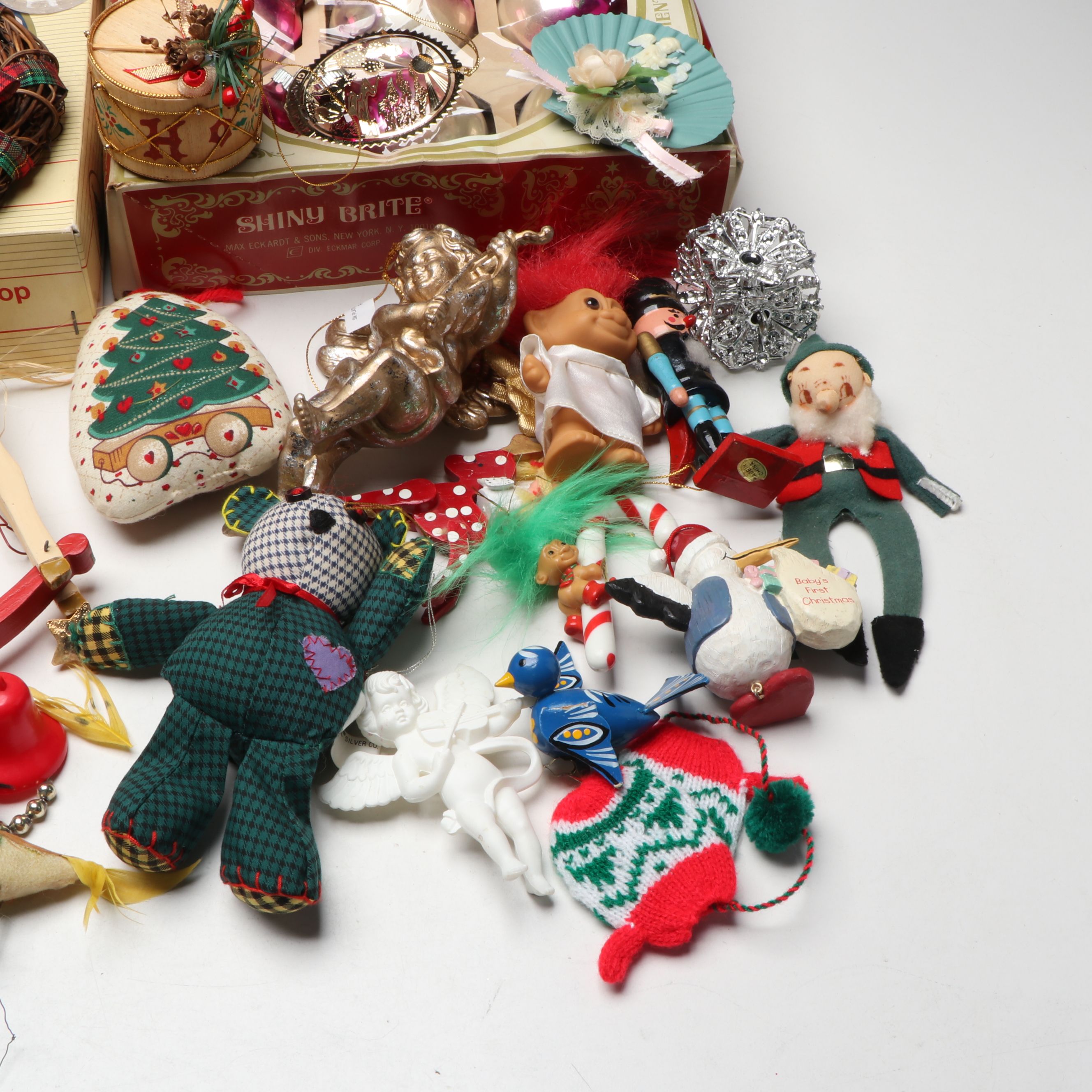 Bone China Tree Topper with Bradford Satin, Shiny Brite, and Other Ornaments