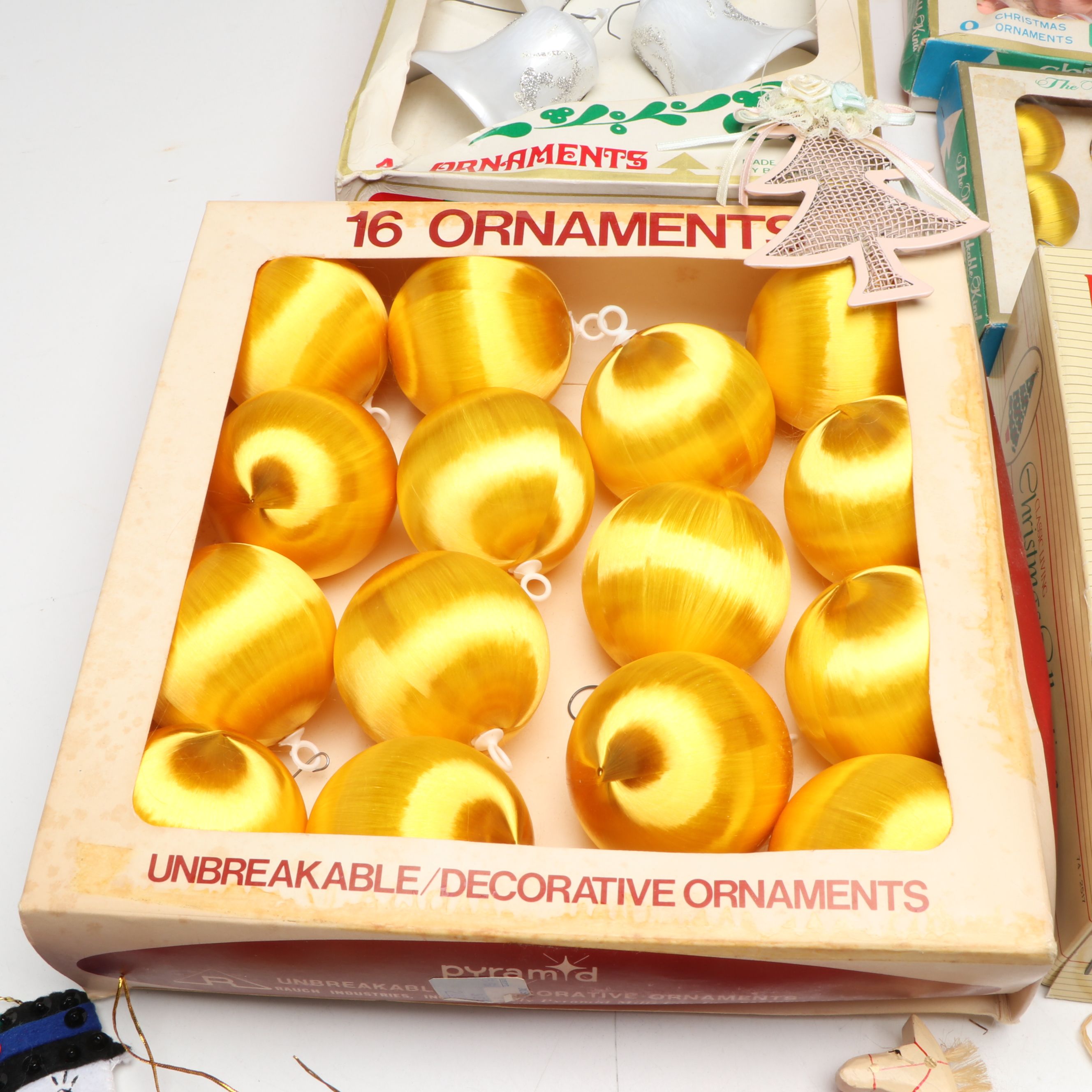 Bone China Tree Topper with Bradford Satin, Shiny Brite, and Other Ornaments