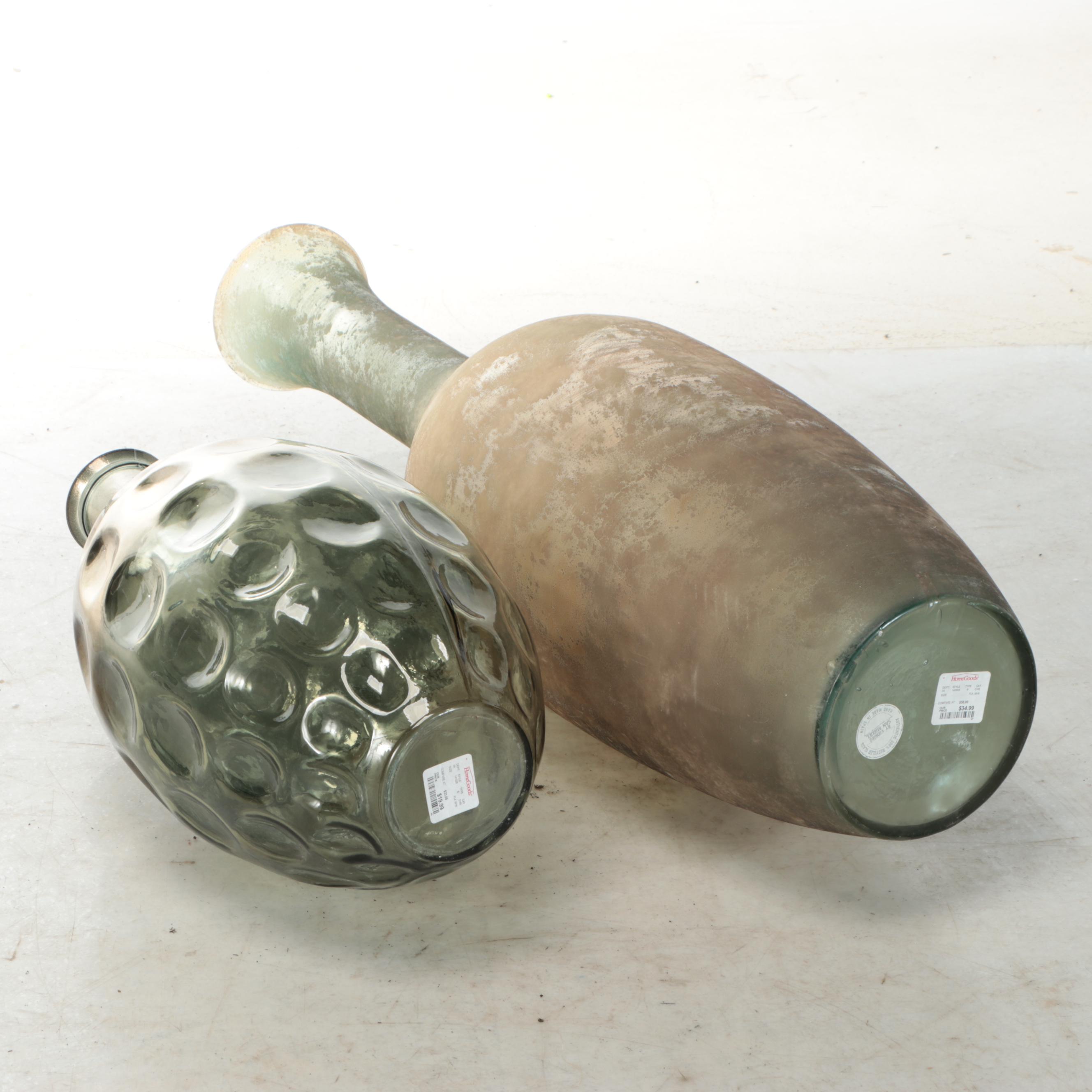 Contemporary Decorative Glass Bottle Shaped Floor Vases