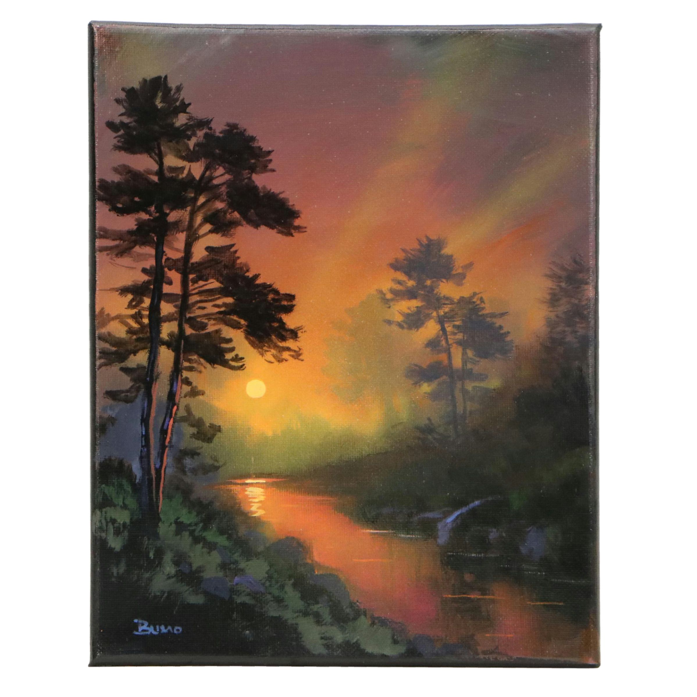 Doug "Bumo" Johnpeer Sunset Landscape Oil Painting, 2025