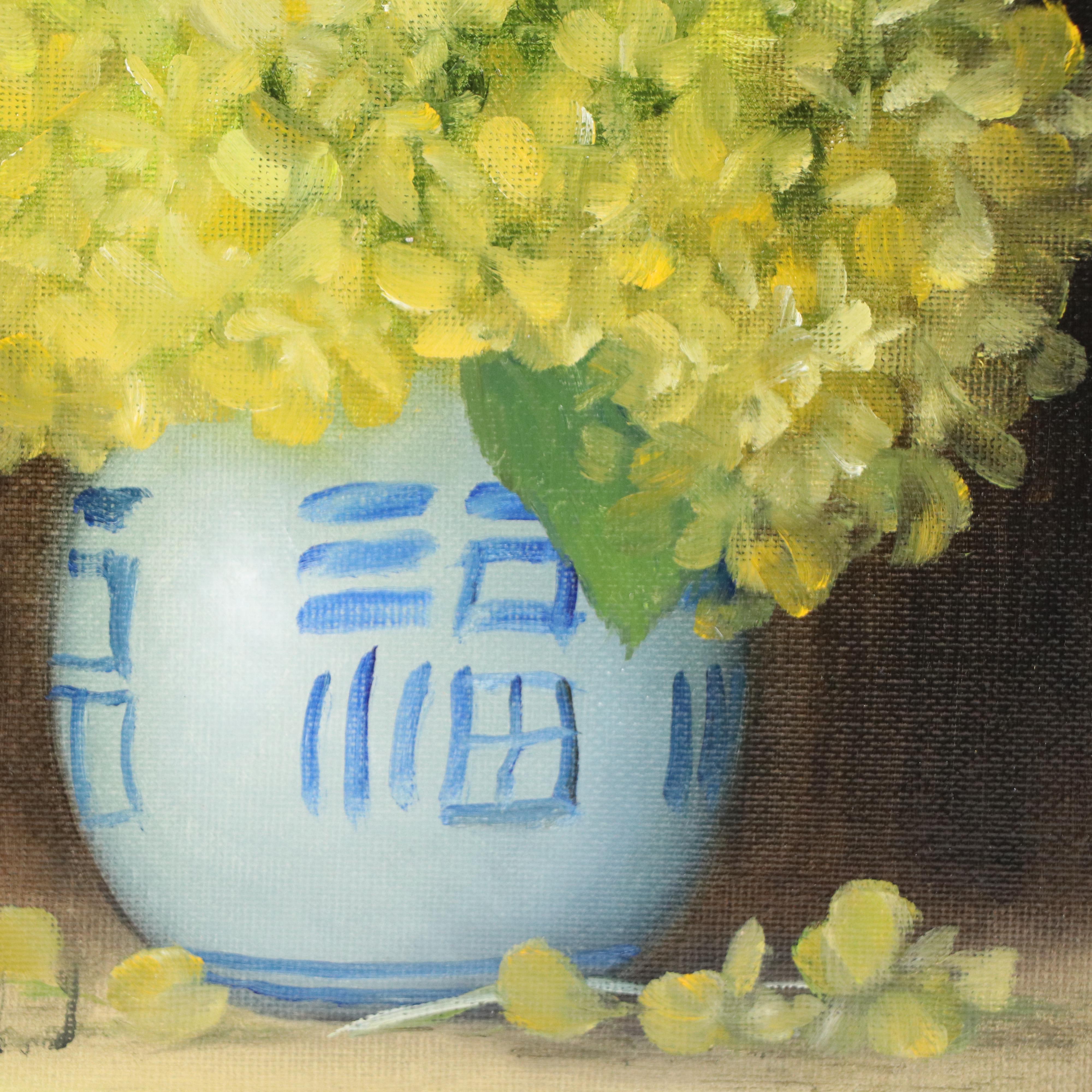 Thu-Thuy Tran Oil Painting "Yellow Hydrangeas," 2025