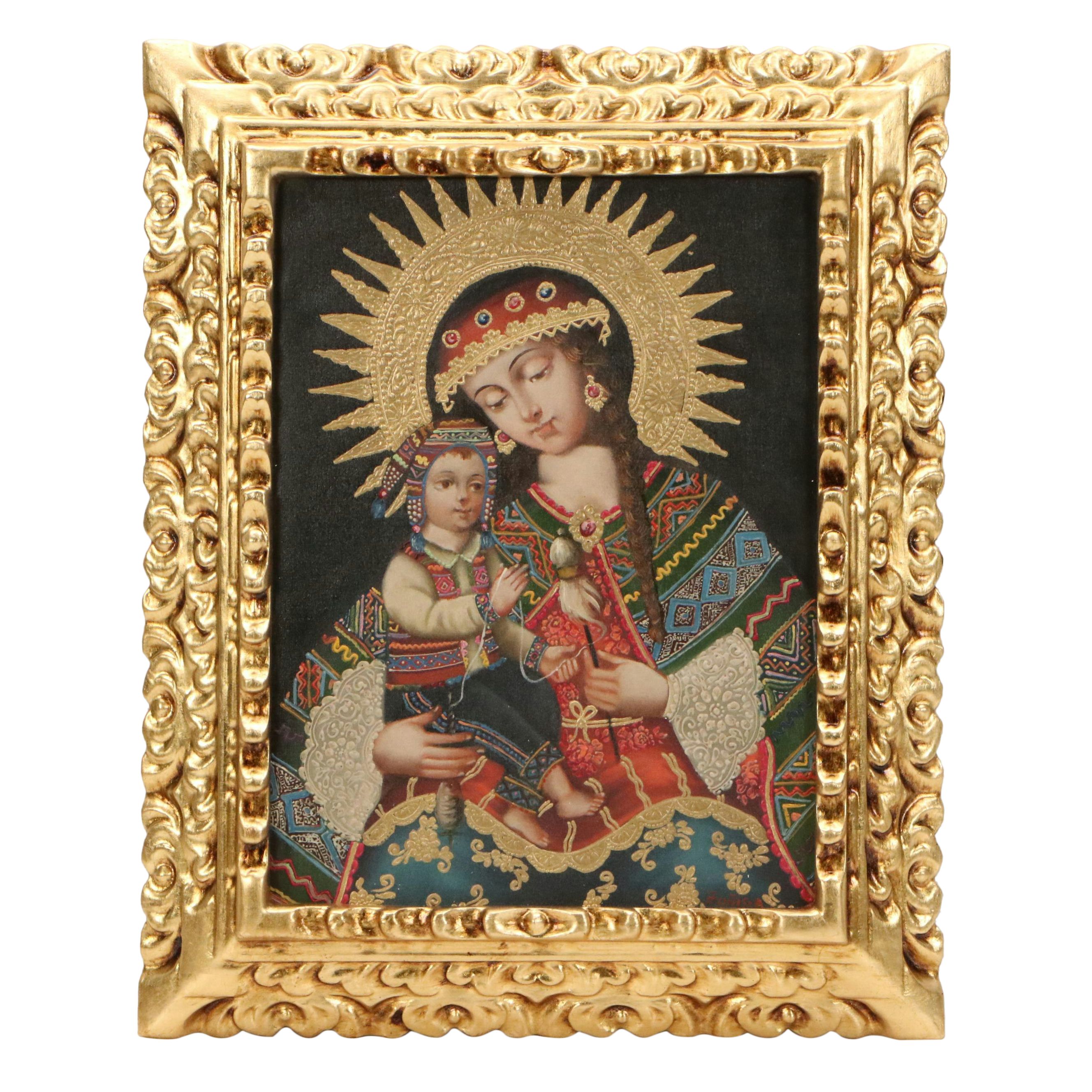 Ernesto Zuñiga Oil Painting "Andean Spinner Virgin"