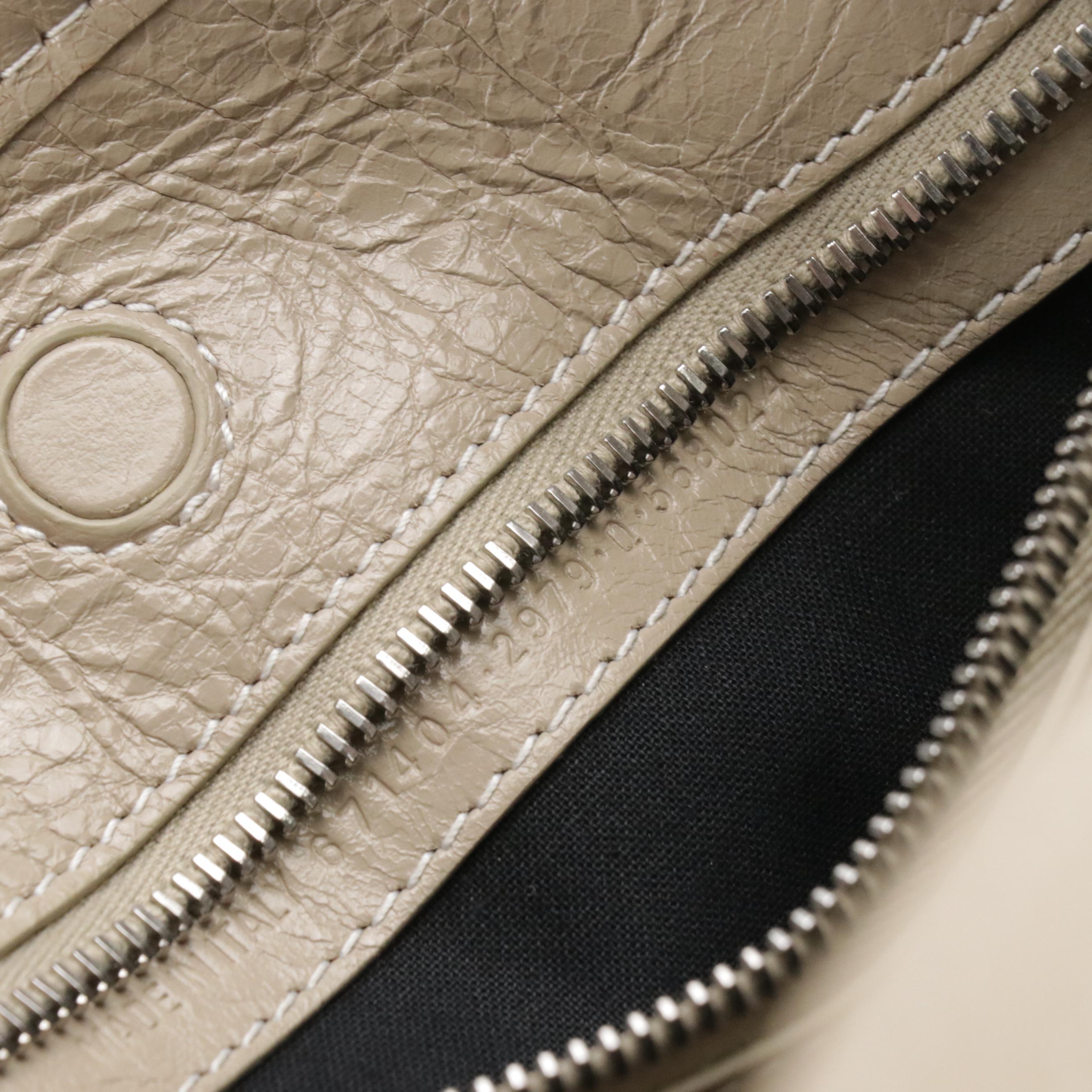 Balenciaga Small Barbes East-West Two Way Tote Bag in Shiny Striped Canvas