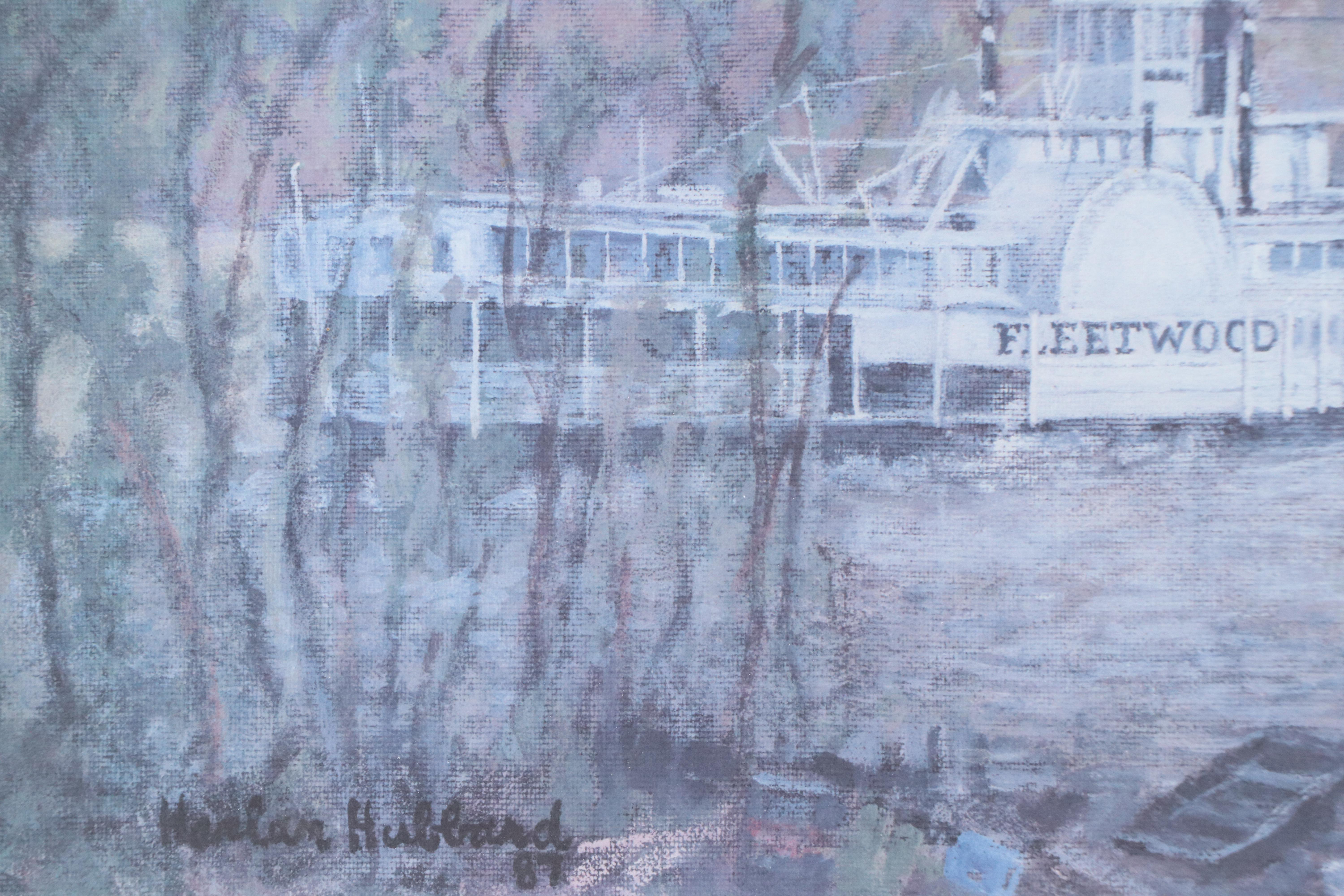 After Harlan Hubbard Offset Lithograph of River Steamboat "Fleetwood," 1987