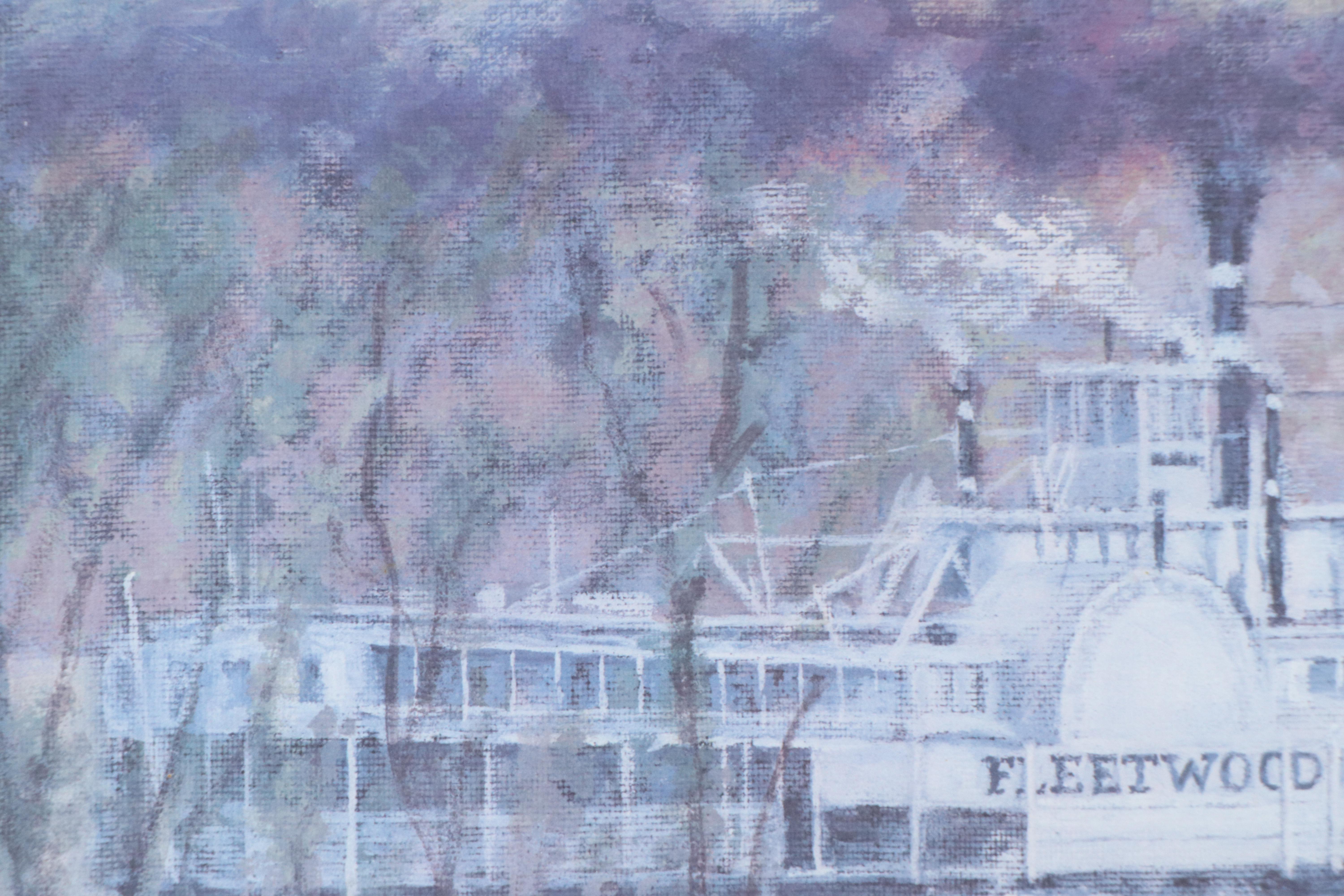 After Harlan Hubbard Offset Lithograph of River Steamboat "Fleetwood," 1987