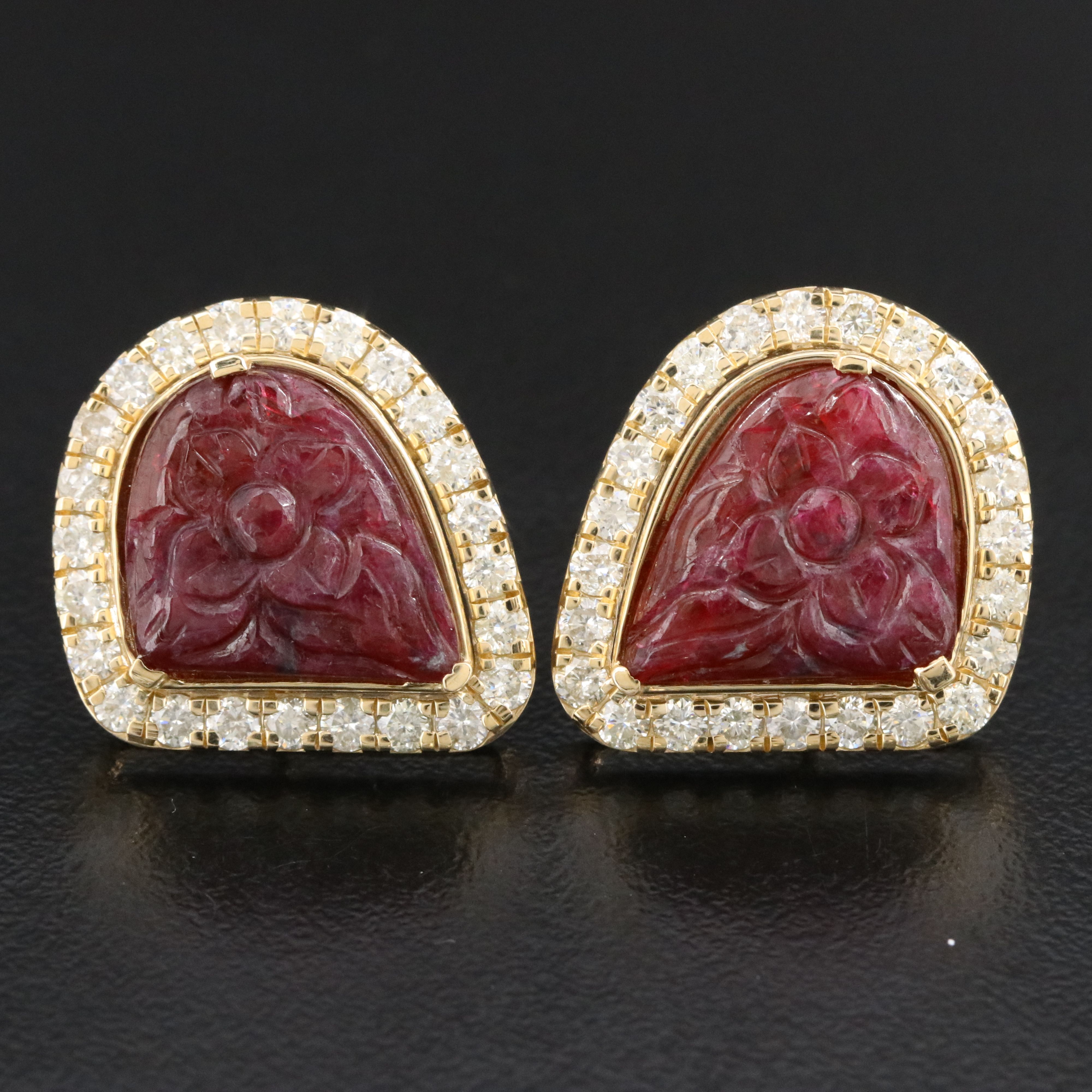14K 8.74 CTW Ruby and 1.88 CTW Diamond Earrings