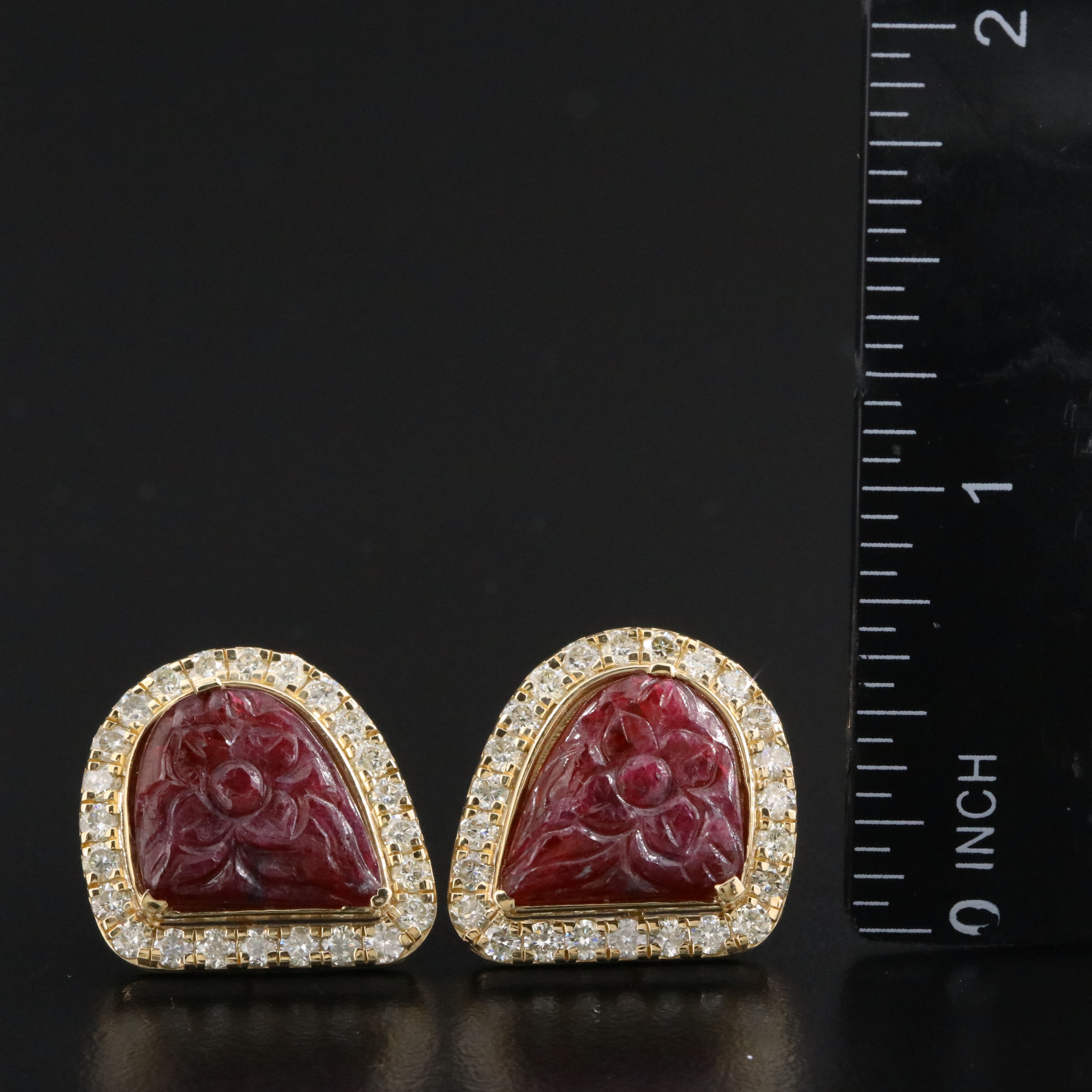 14K 8.74 CTW Ruby and 1.88 CTW Diamond Earrings